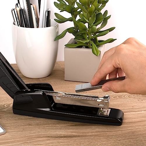 Desktop Stapler 30 Sheet Capacity All Metal Jam Resistant Antimicrobial Black