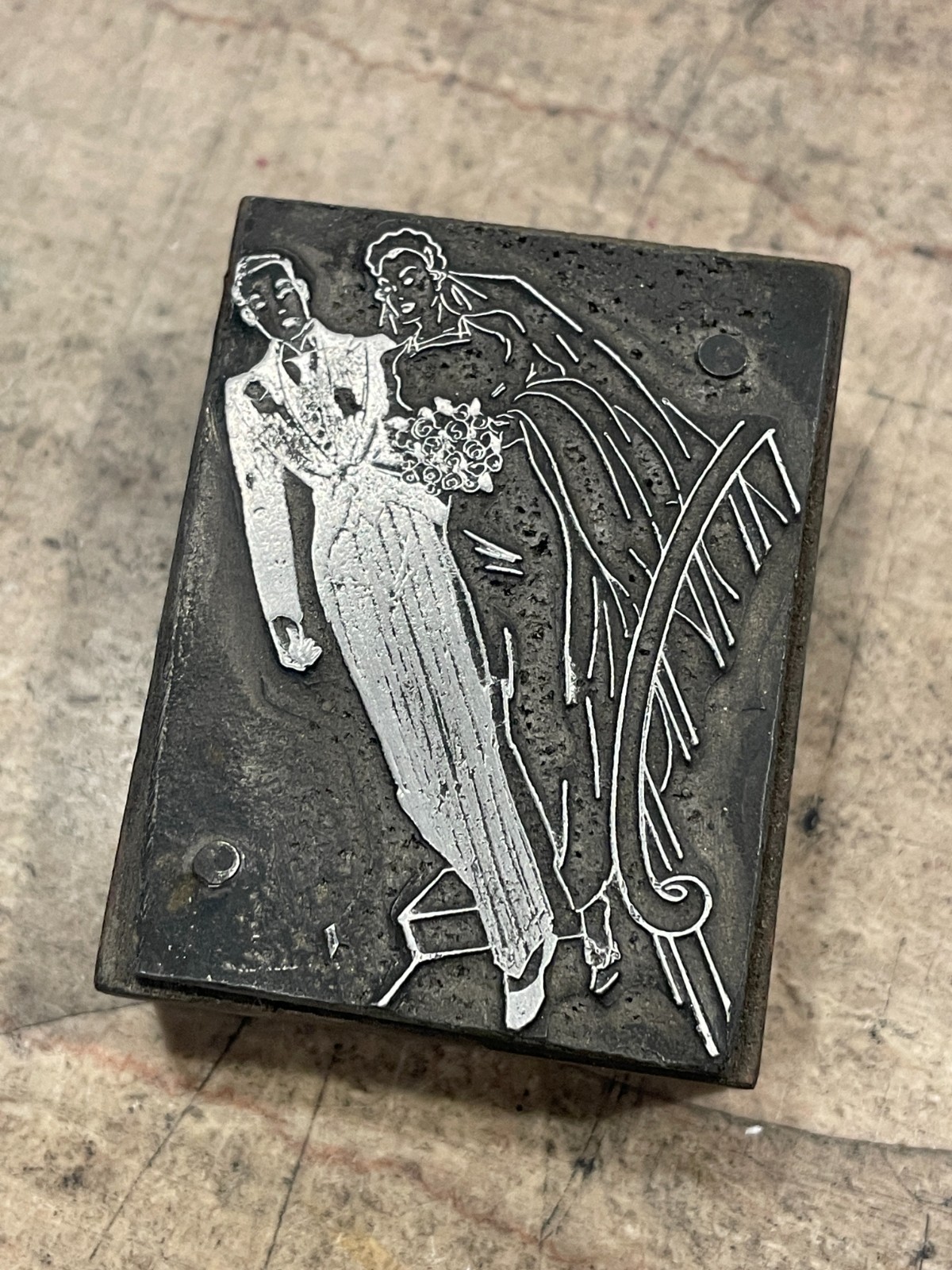 Printing Letterpress Printers Block Bride And Groom / Wedding Dress (1602)