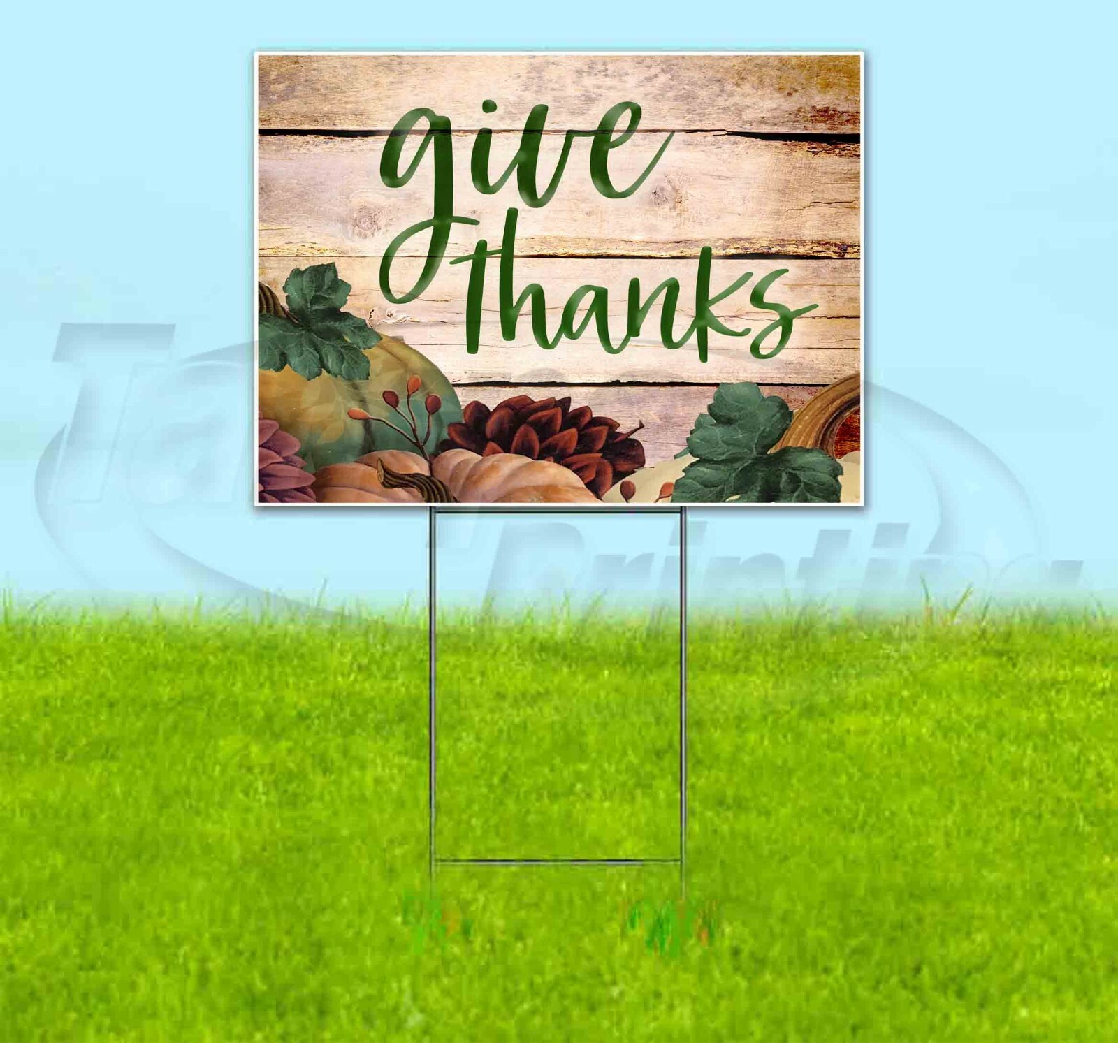 GIVE THANKS Yard Sign Corrugated Plastic Bandit Lawn Decorations USA