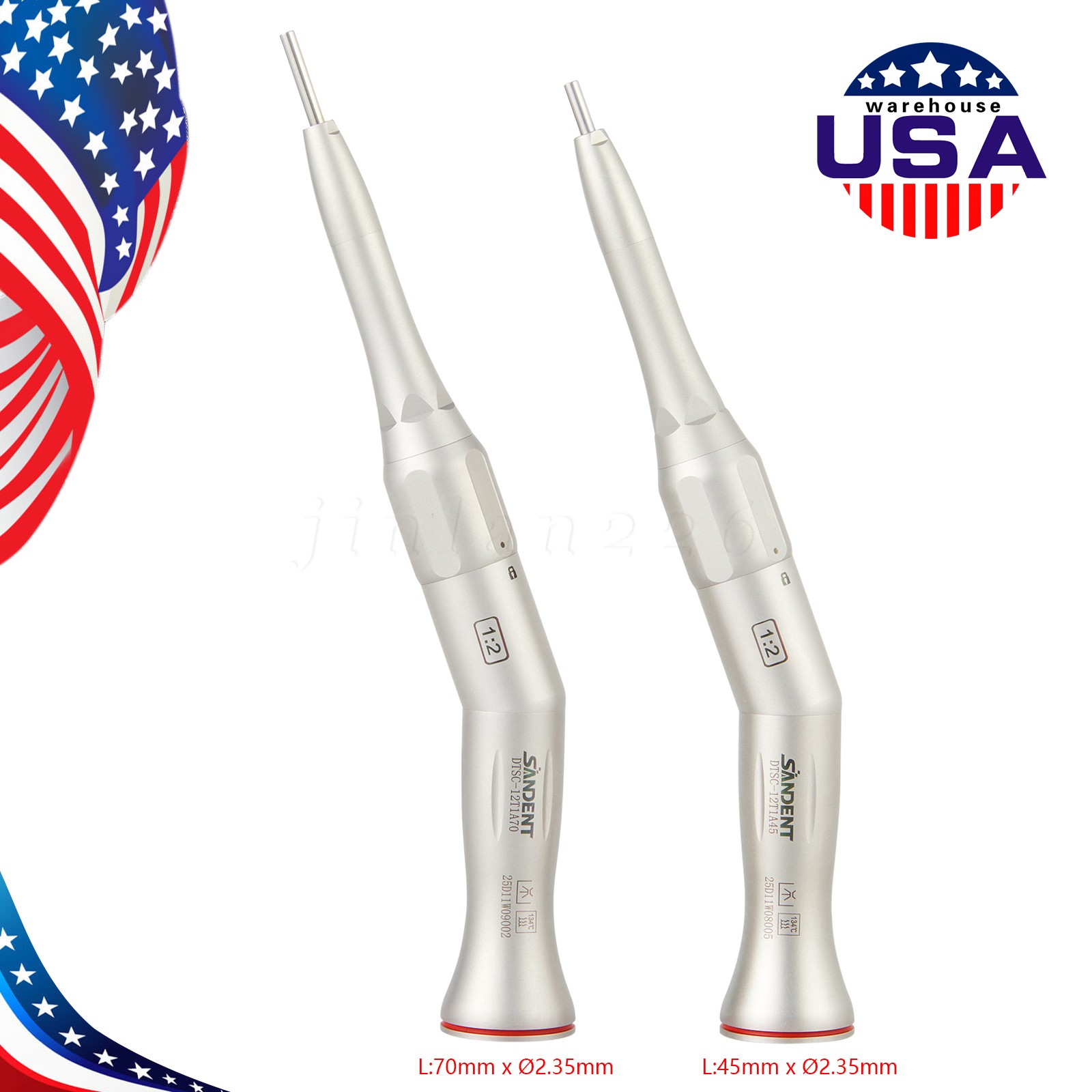 Dental 1:2 Surgical 20º Contra Angle/Straight Handpiece Fit 45mm/70mm