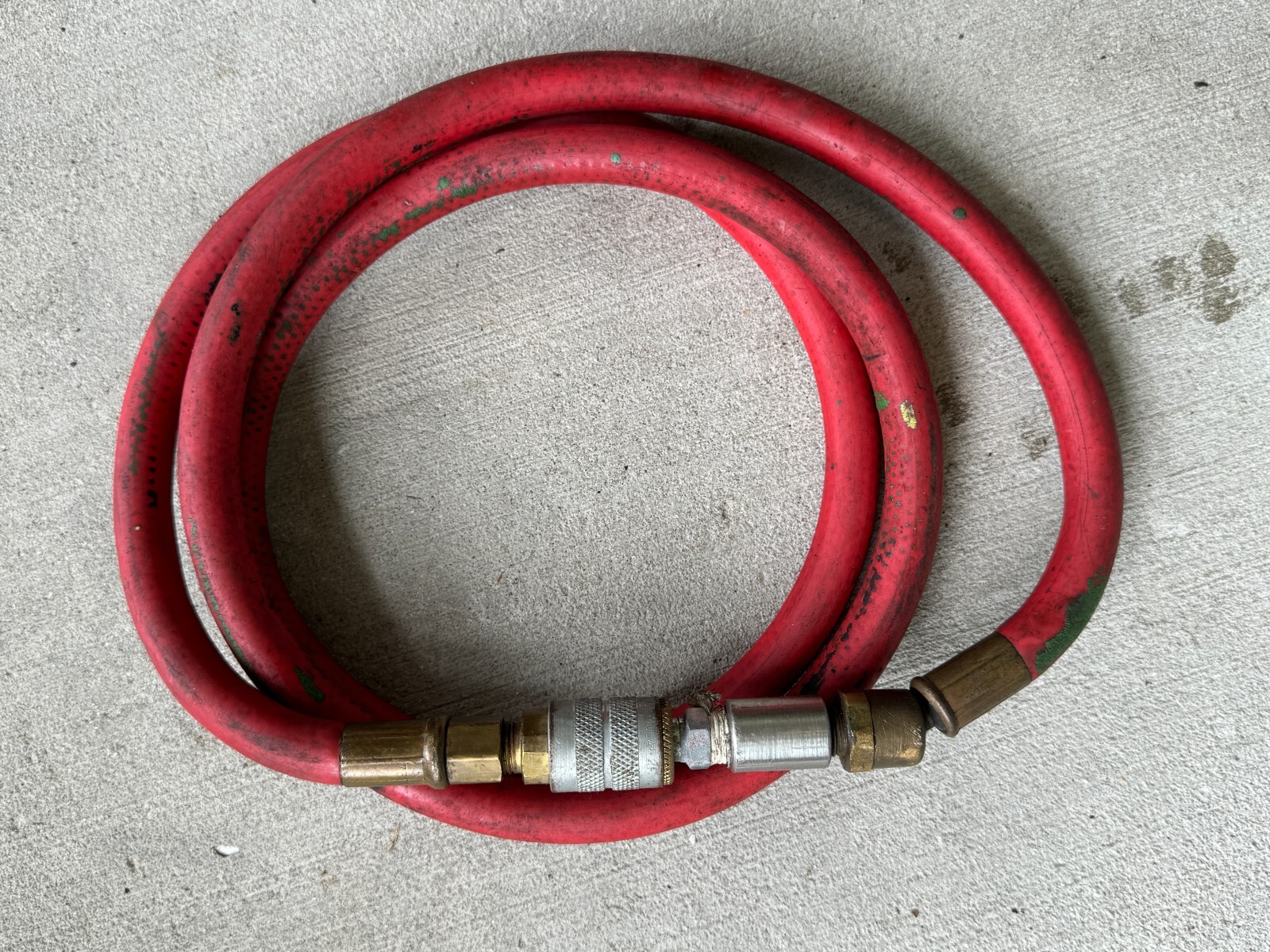 Lot of 8 Industrial Vinyl Pneumatic Air Tool Hoses w/Brass Couplings & Fittings