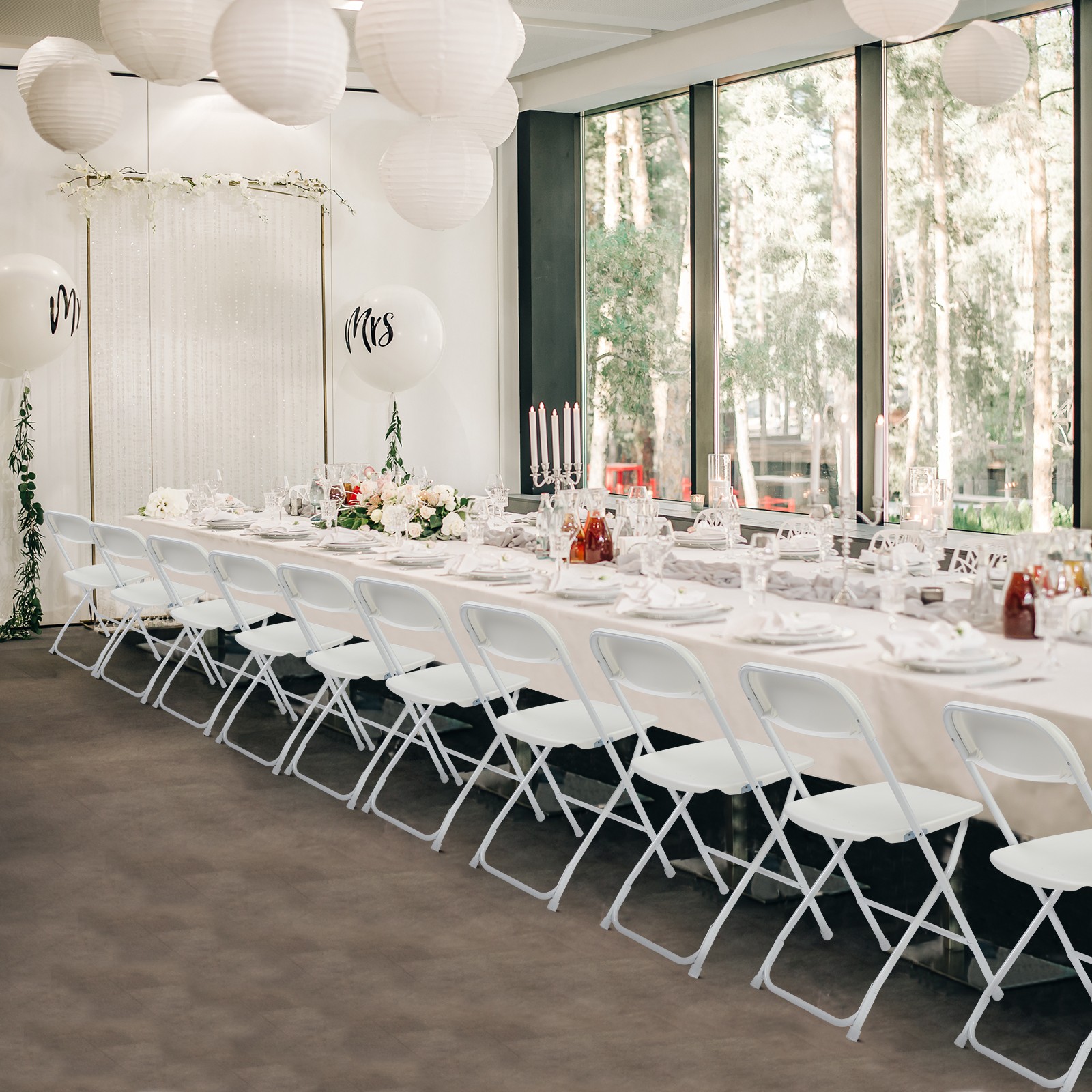 8 PCS Plastic Folding Chairs Stackable Wedding Party Camping Dining Seats Home