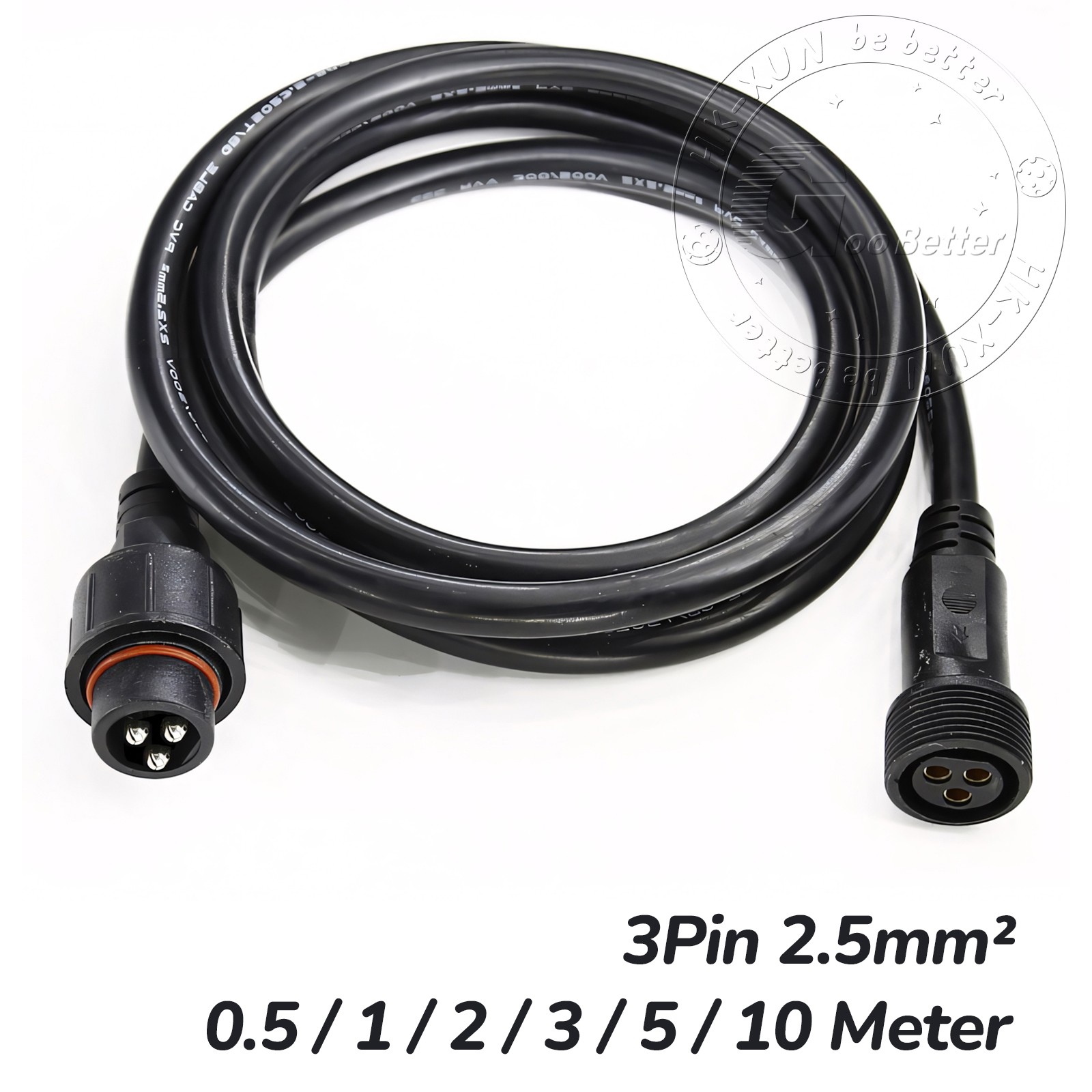 3 Pin Waterproof Extension Cable Connector Male Female Outdoor Led Light IP67