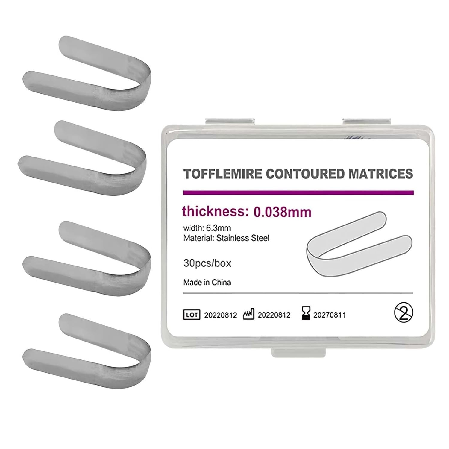 30pcs Dental Tofflemire Contoured Matrices Bands Stainless Premolar Matrix Bands