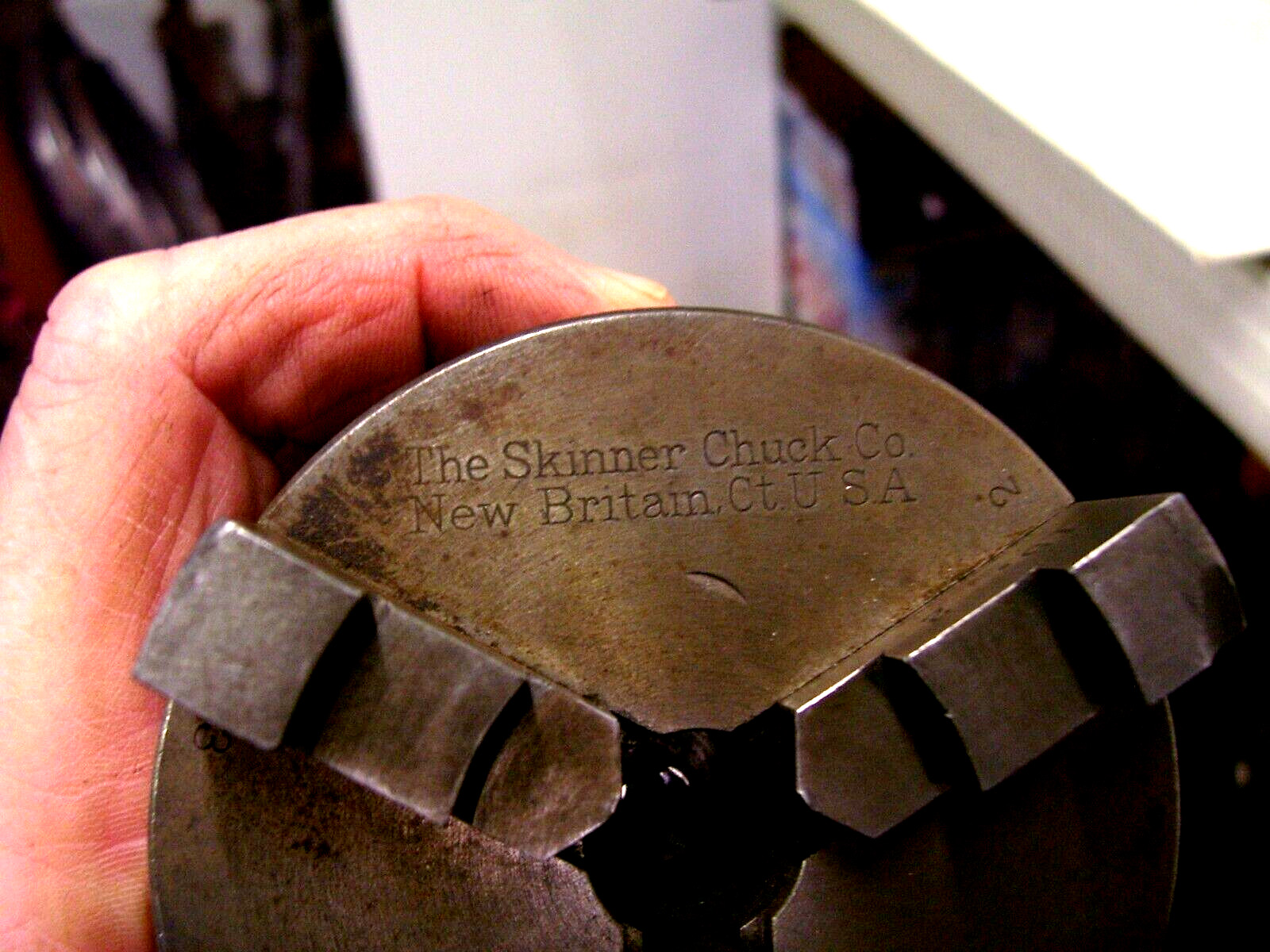 Vintage Skinner 3″ 3-Jaw Lathe Chuck with tapered shaft