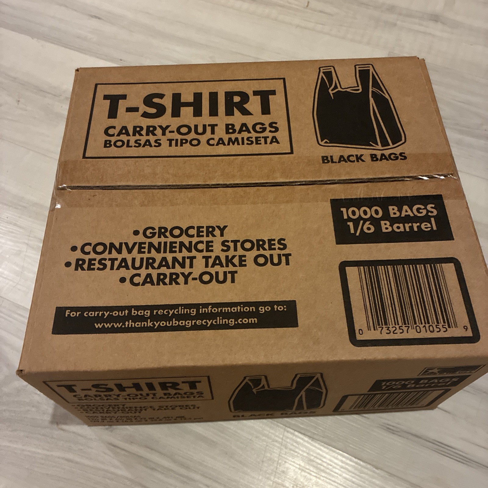Black T-Shirt Carryout Bags, 11.5″ x 6.5″ x 22″ (1,000 ct.)