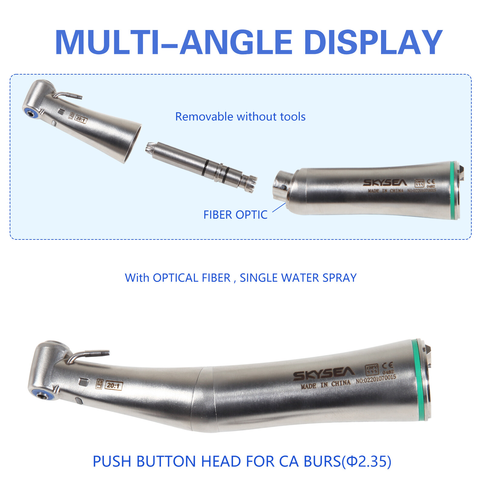 SKYSEA Dental Implant 20:1 LED Surgical Contra Angle Handpiece Detachable Head