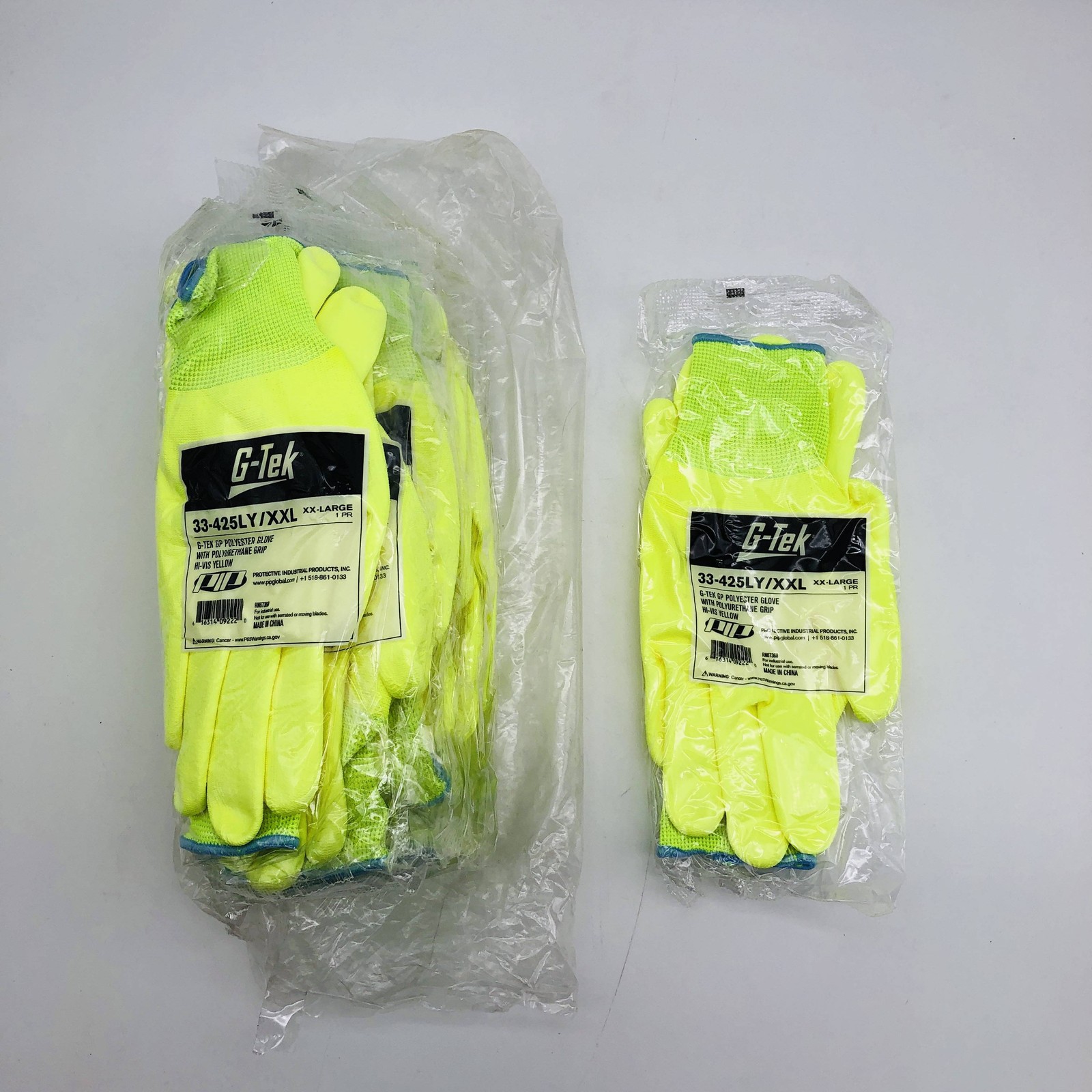 PIP 33-425LY/XXL Work Gloves Size XXL G-tek Polyuerthane Grip Hi Vis 12 Pairs