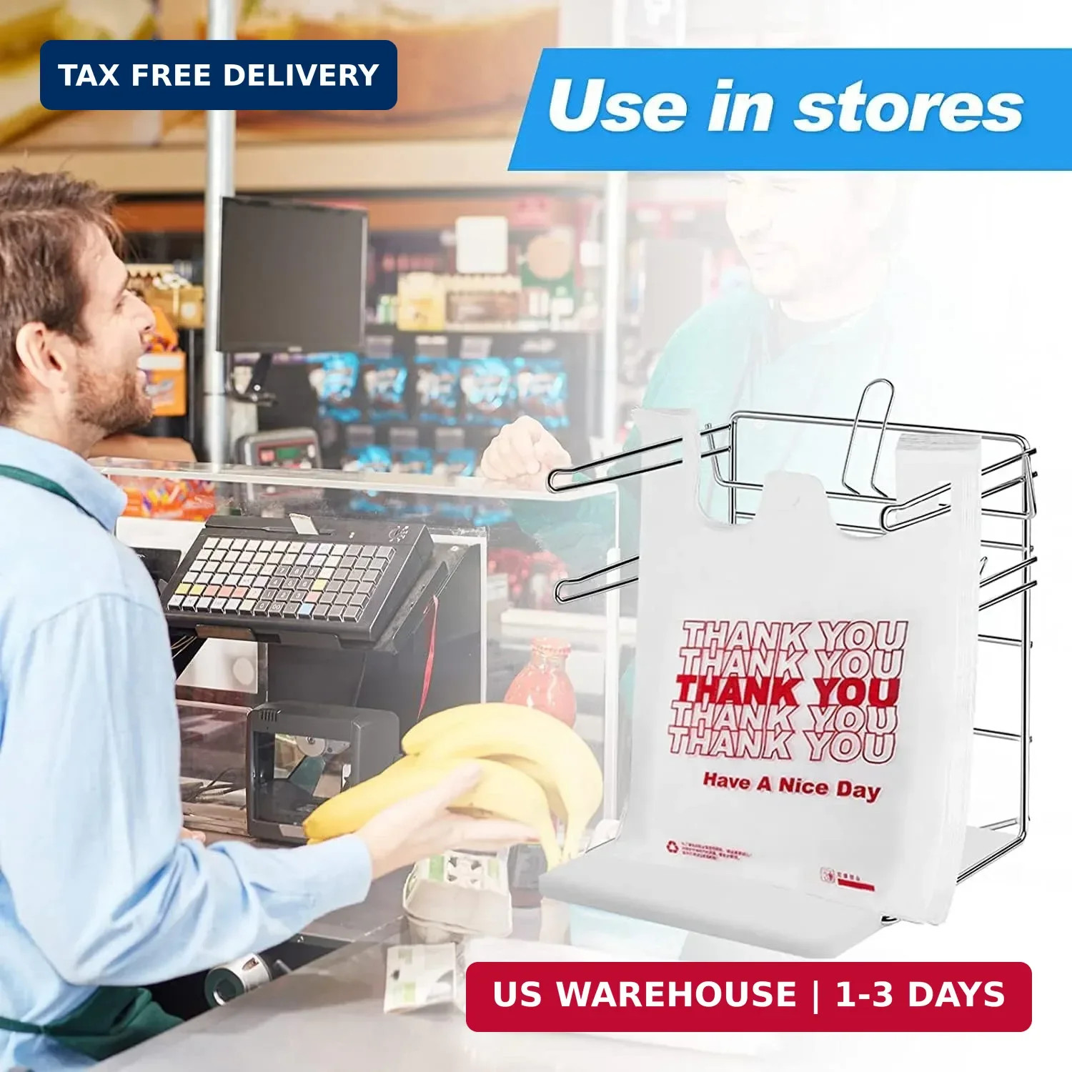 TashiBox 100 Ct plastic bags/Shopping Bags/Thank You Bags/Reusable and Disposabl