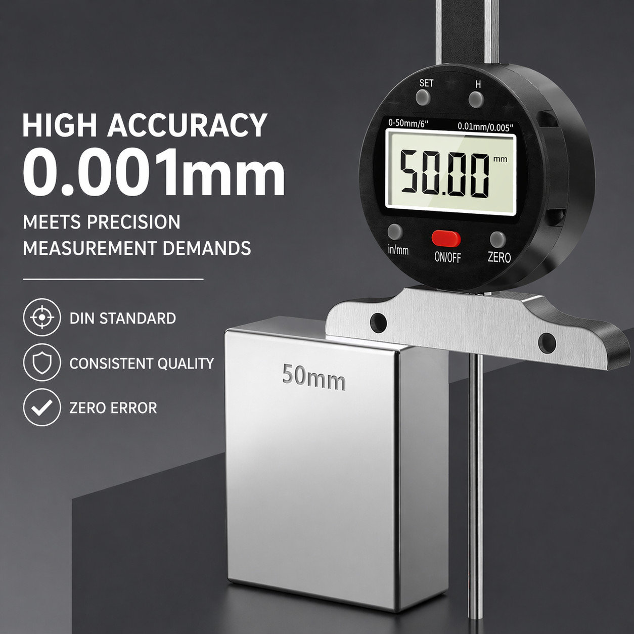 Digital Depth Gauge 0-100mm / 0-4 inch, Electronic Depth Measuring Tool with LCD