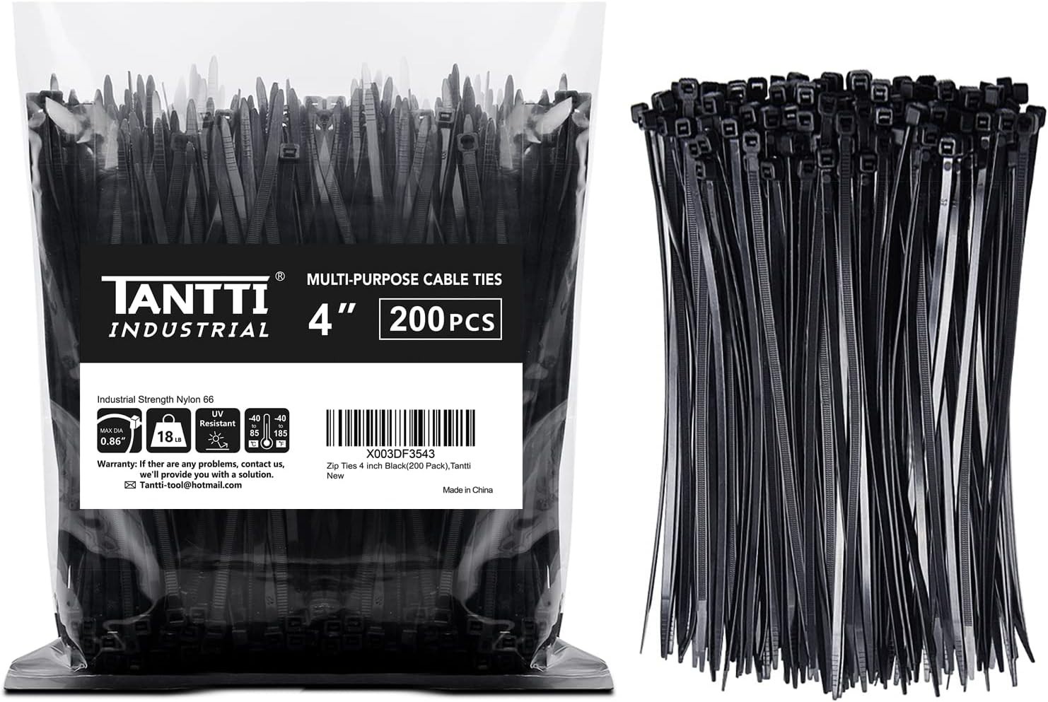 High-Quality 4 Inch Zip Ties – 200 Pack for Secure Binding Applications