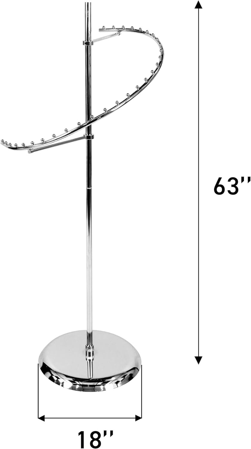 Spiral Clothing Rack Chrome 29 Ball Garment Retail Display Store Fixture 63″ H