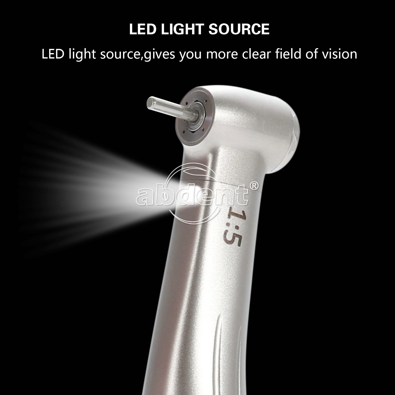 AbDent 1:5 Electric Fiber Optic LED Contra Angle Handpiece Red Ring USPS