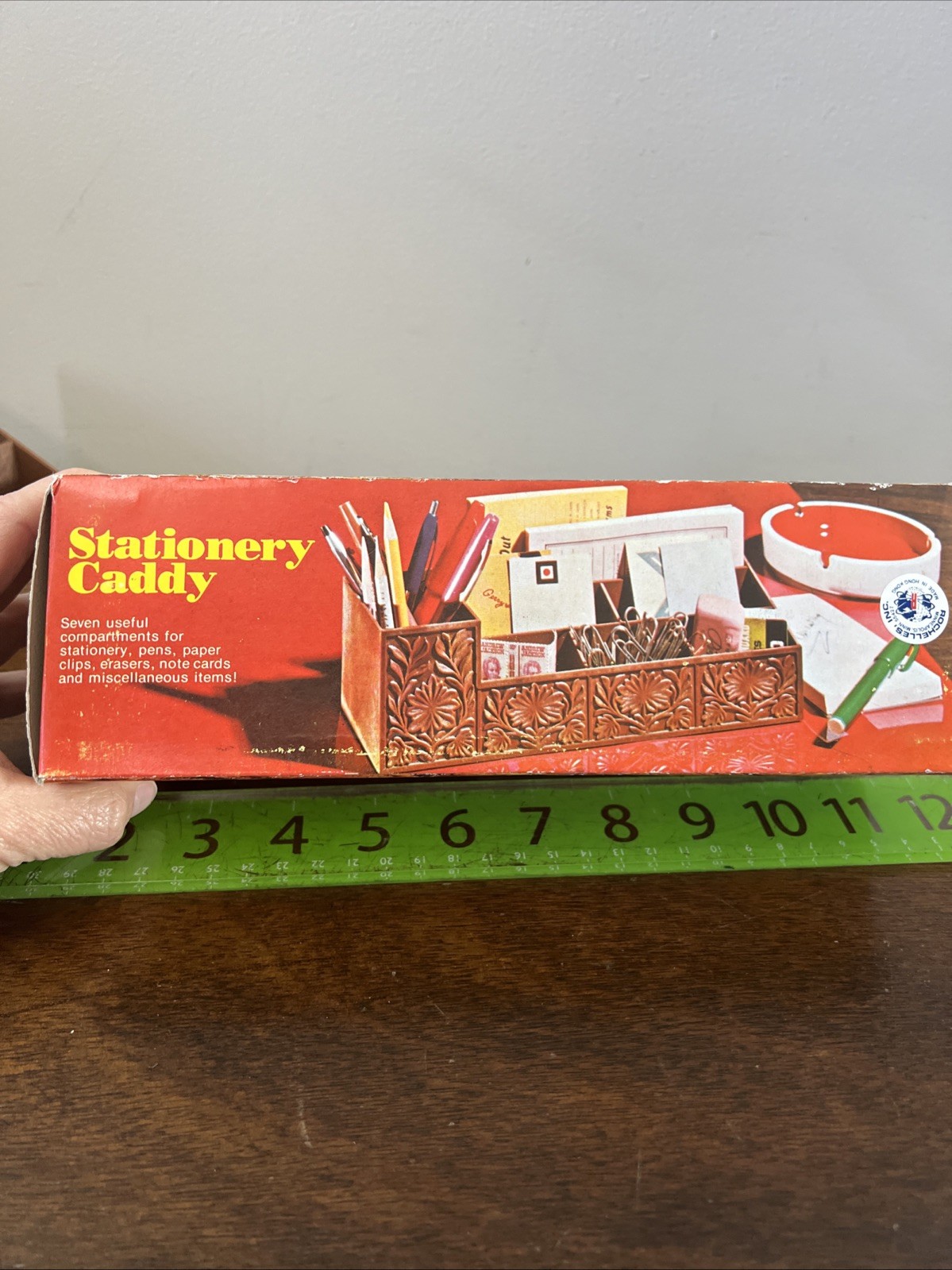Vintage Plastic Faux Wood Stationary Caddy Hong Kong New NOS B And E Sales