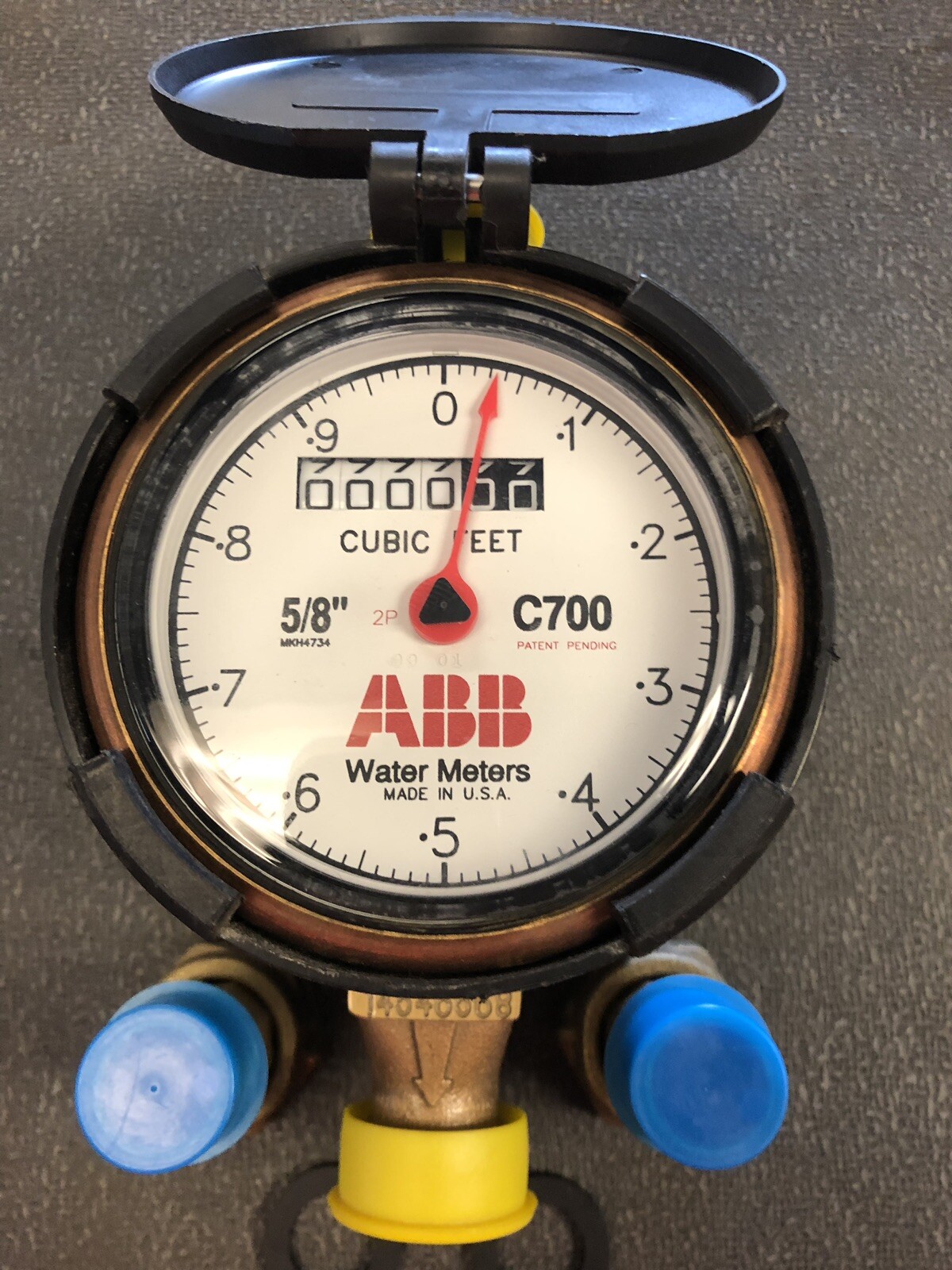 ABB 5/8×3/4 C700 Direct Read Cubic Feet Water Meter And Couplings