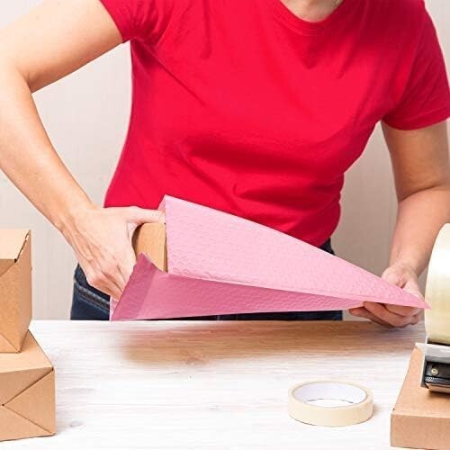 Jiaro Pack Poly Bubble Mailer Padded Envelope Mailing Bag 8.5×12 25Pc Light Pink