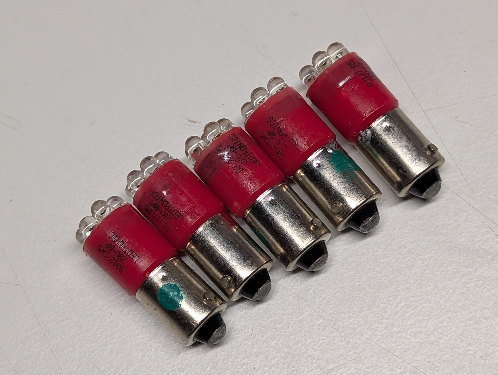 5PC LEDTronics B3127CR5 Miniature Red LED Lamp Light Bulb Ba9s T3-1/4 28v