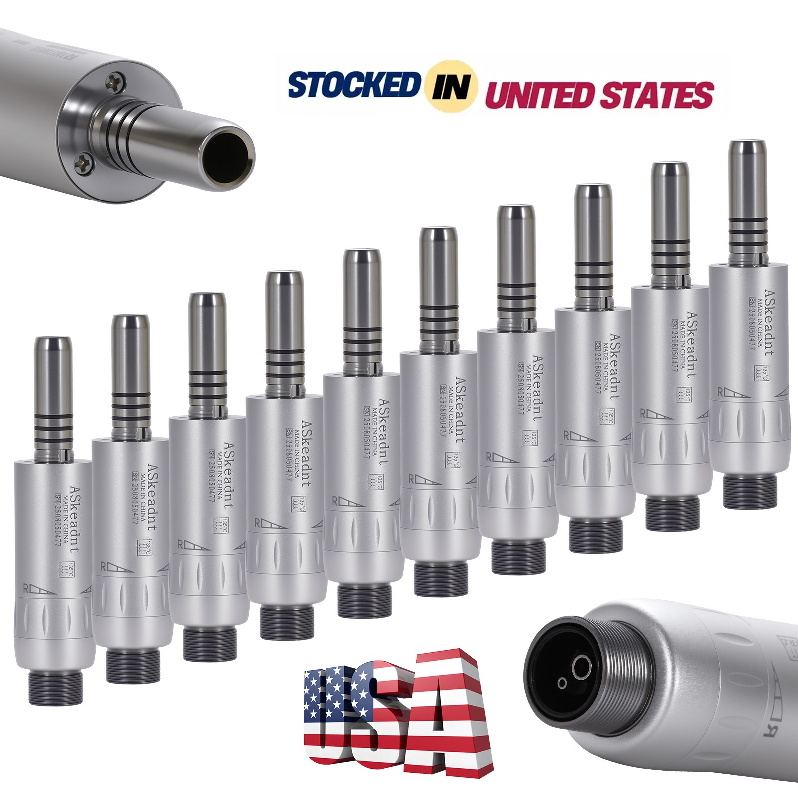 1-10 ASK Dental Slow Low Speed Air Motor Handpiece Internal Water Spray 2 Hole