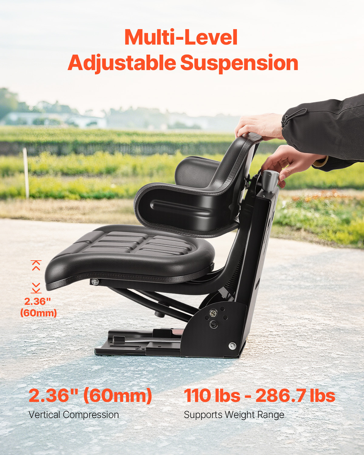 Tractor Suspension Seat Adjustable Forklift Seat Waterproof Seat Mower Digger