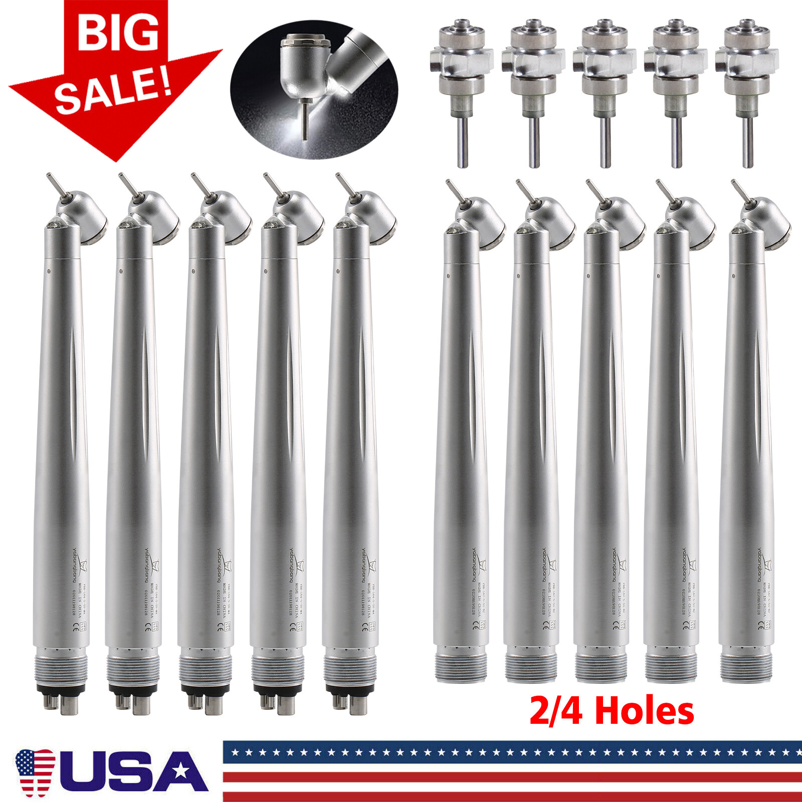 Dental 45° LED E-generator High Speed Surgical Handpiece 2/4Hole/ Cartridage os