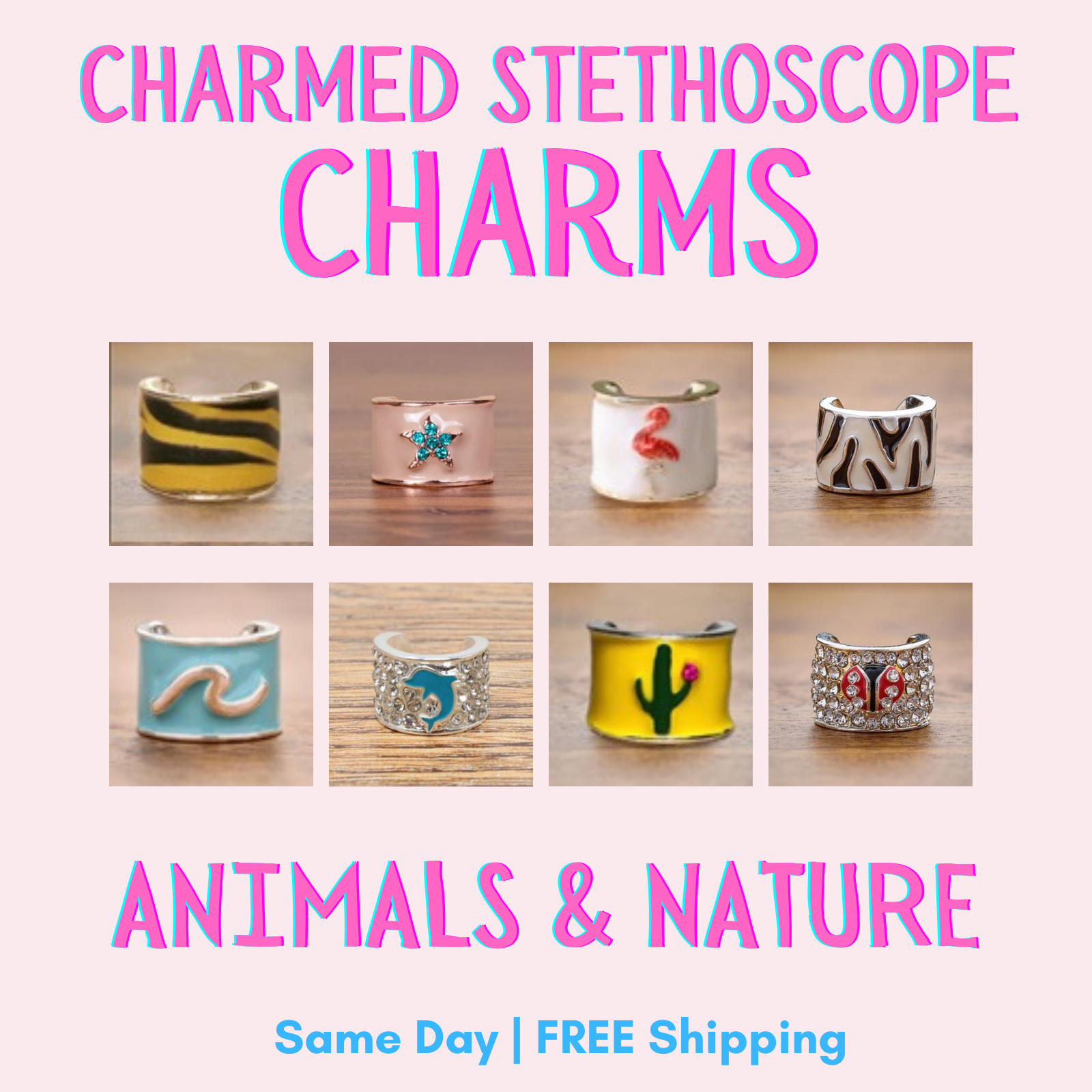 CharMED Stackable Stethoscope Bling Charms | Animals & Nature
