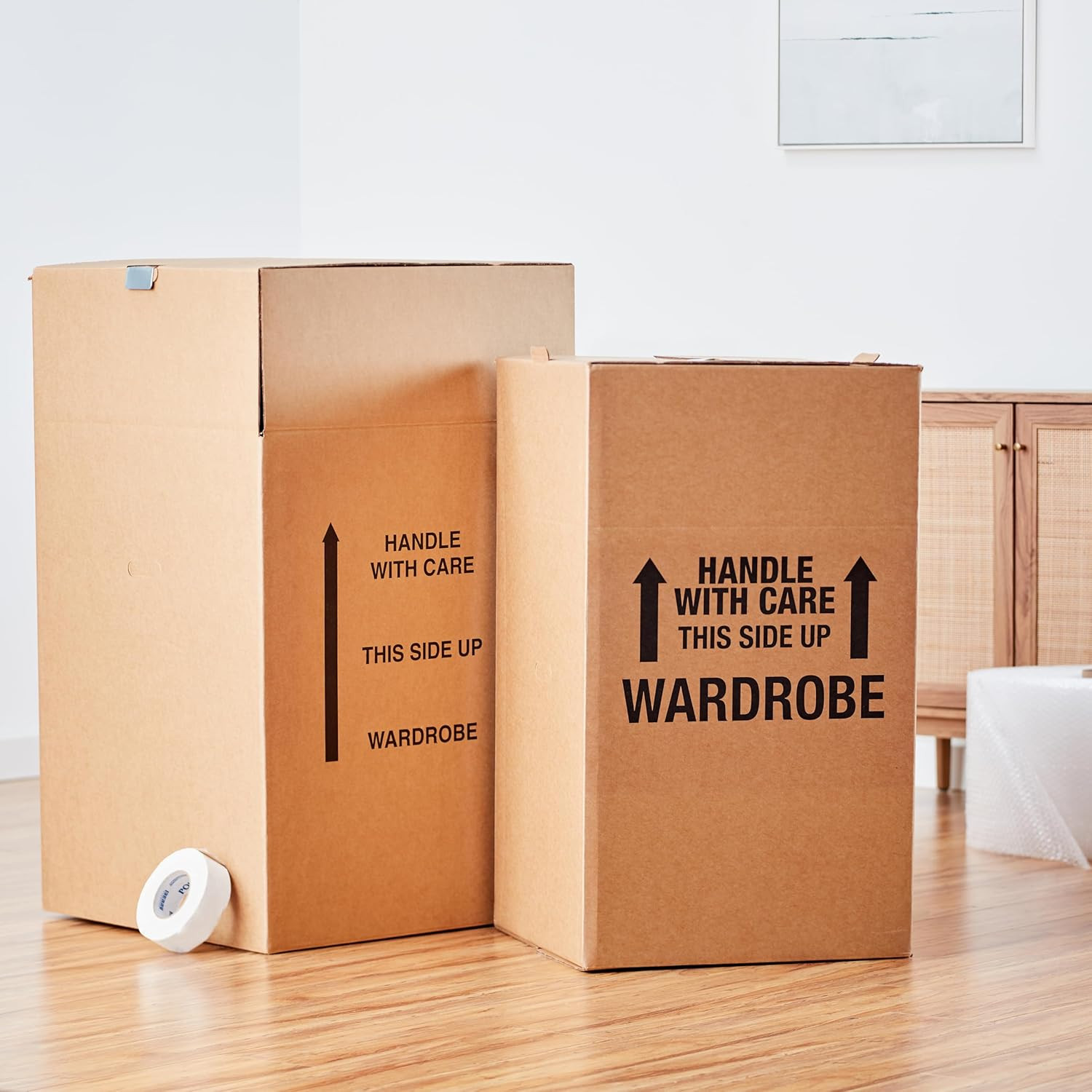 Sturdy Wardrobe Moving Boxes with Hanger Bar for Packing Clothes, Easy to Assemb