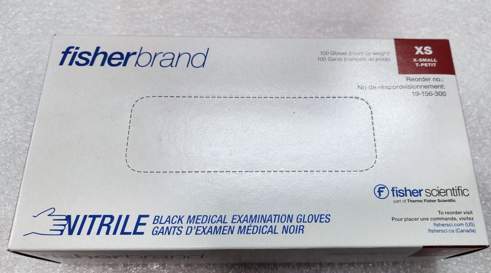 FISHERBRAND XS Powder Free Black Nitrile Gloves CASE OF 10 BOXES , 1000 GLOVES