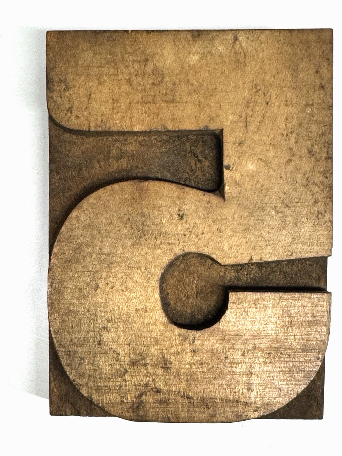 Vintage Large Wood Number 5, Five Letter Letterpress Print Type