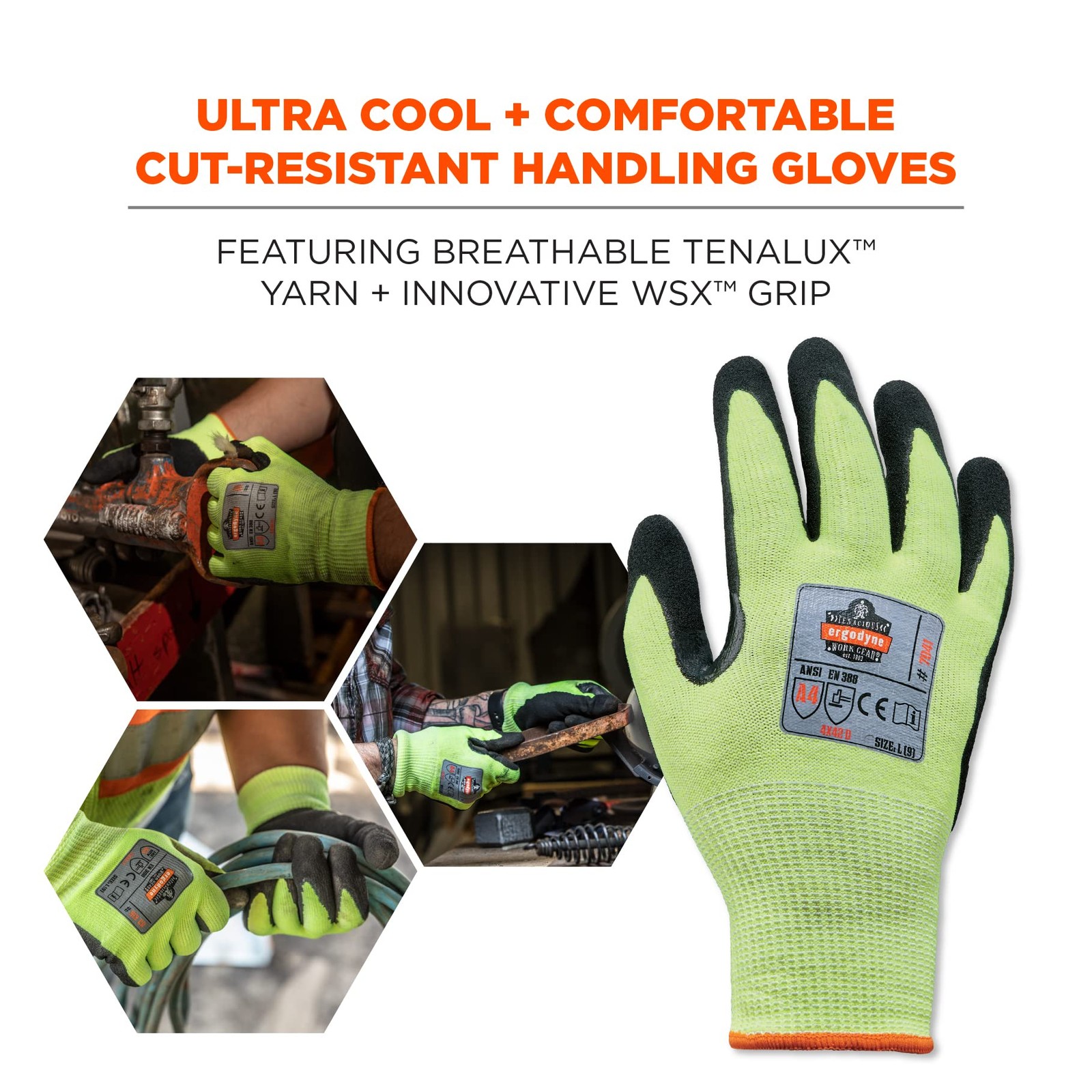 unisex adult Nitrile-coated ANSI A4 Nitrile Coated CR Gloves, Lime, Medium US