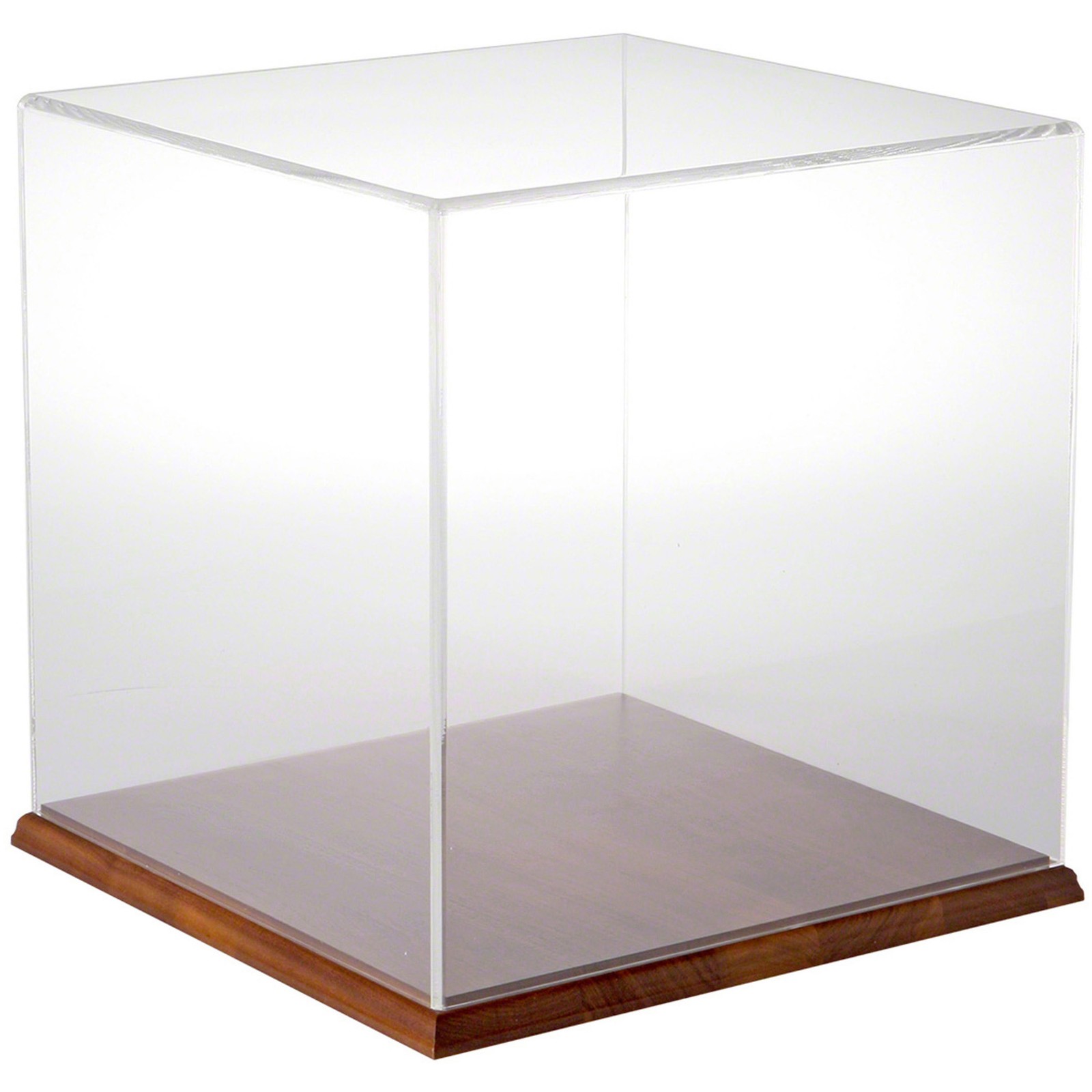 Plymor Clear Acrylic Display Case with Hardwood Base, 12″ x 12″ x 12″