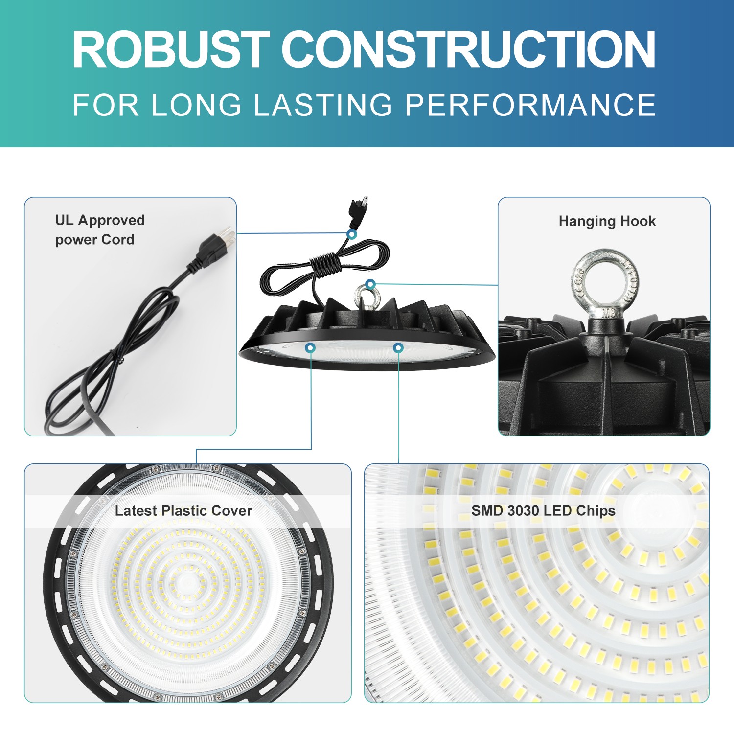 UFO LED High Bay Light 200W HighBay Light for Warehouse Factory Barn Shop 8Pack