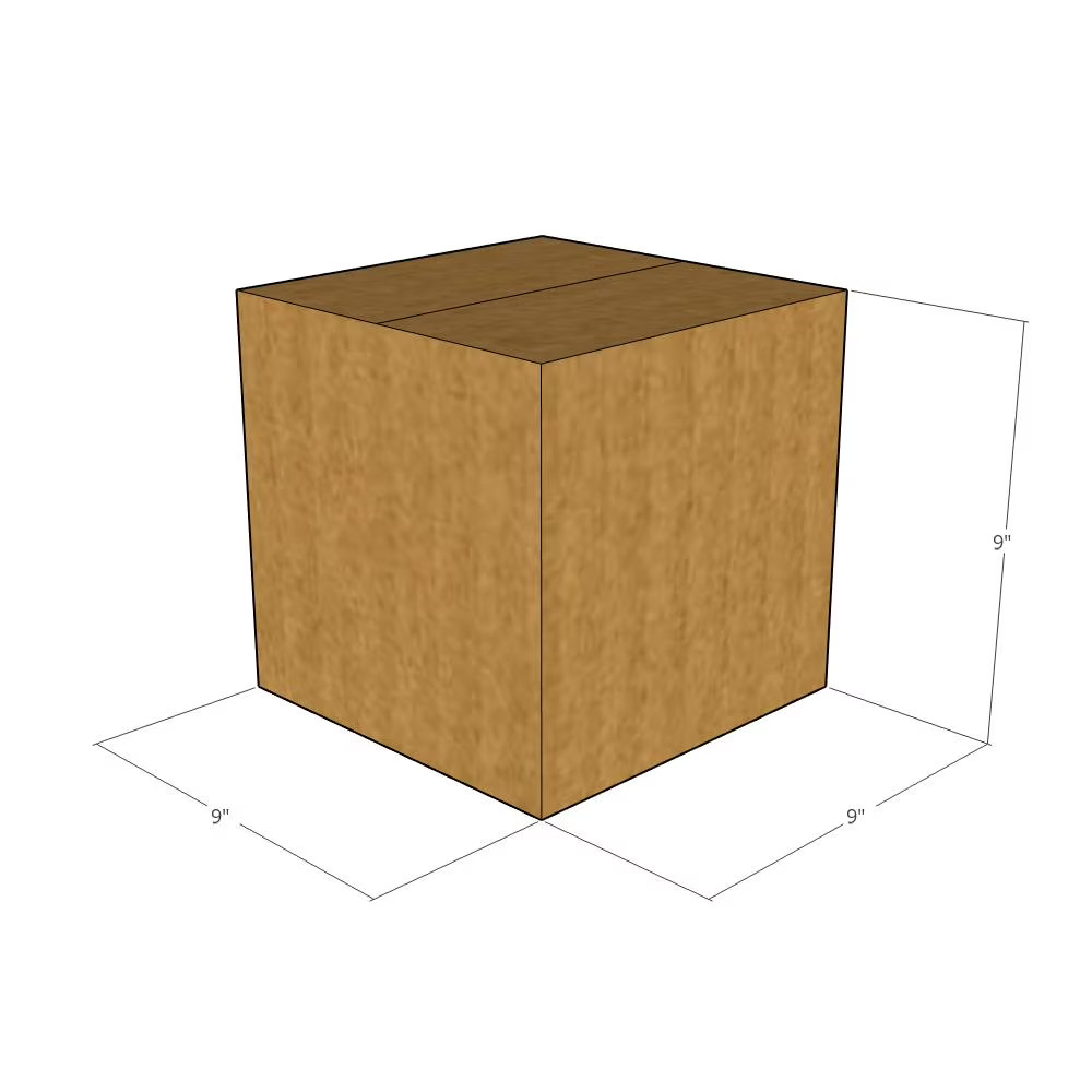 20 9x9x9 Kraft Brown Corrugated Shipping Boxes Multi-Depth 48 ECT Double-Wall