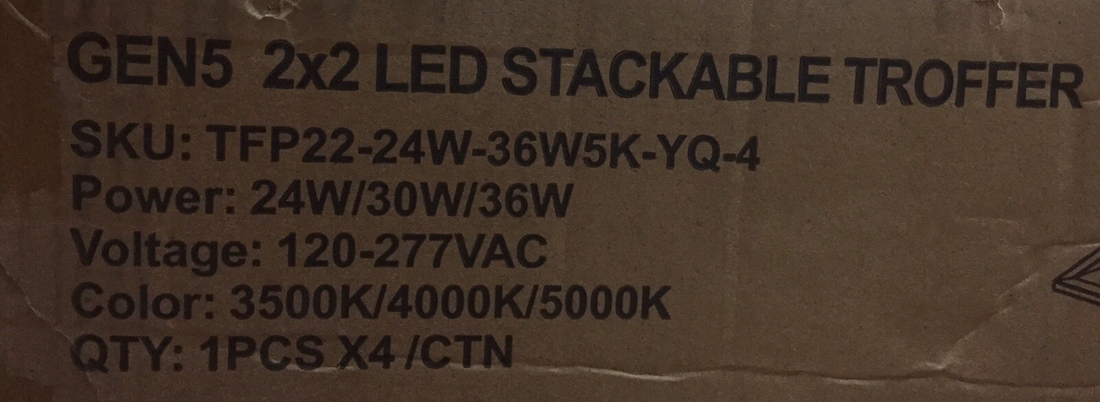 4 Pack 2×2 LED Troffer Panel Light, 24W/30W/36W Switchable, 3500K/4000K/5000K