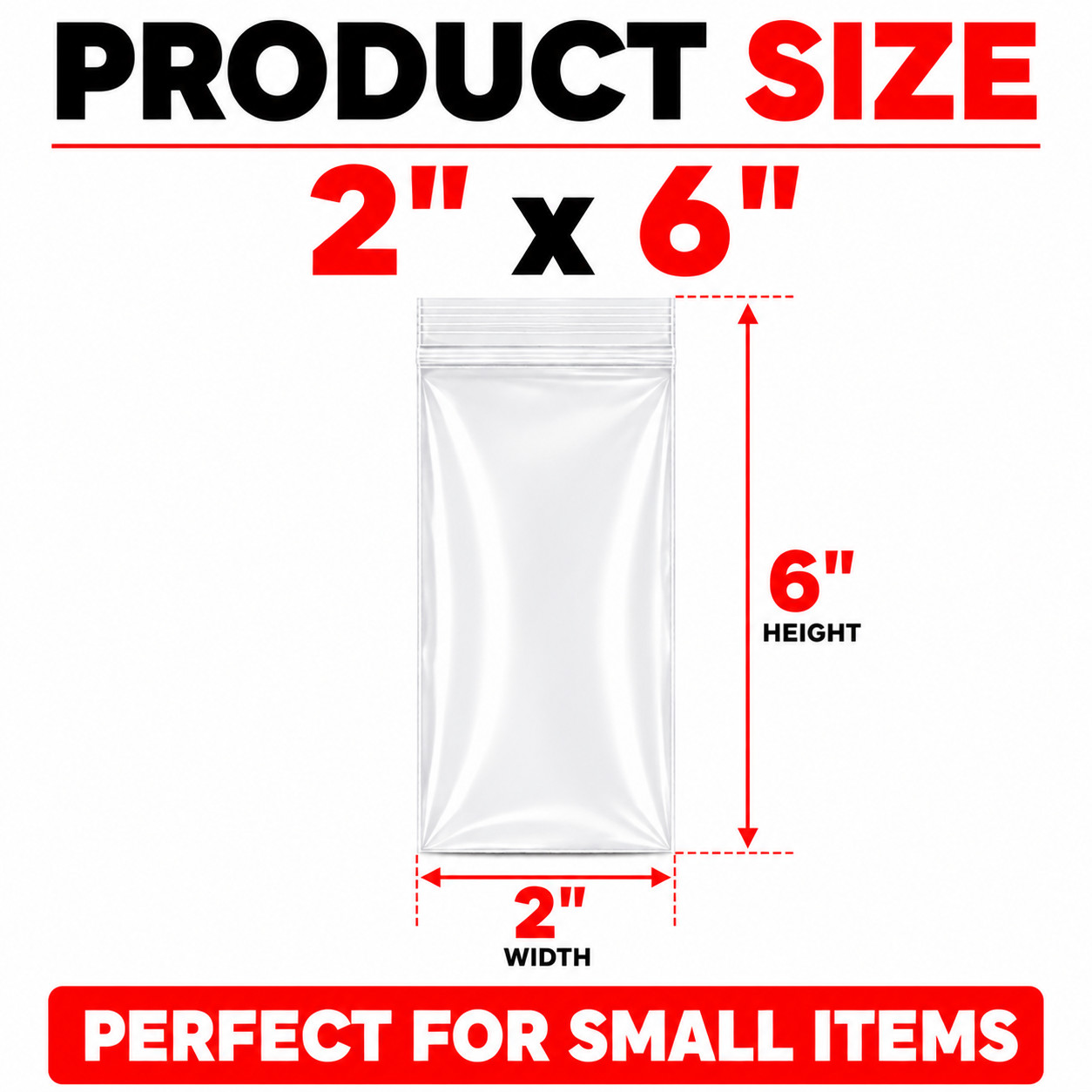 2″ x 6″ Clear Reclosable Poly Bags 4 Mil Zip Lock Plastic Bags Choose Quantity