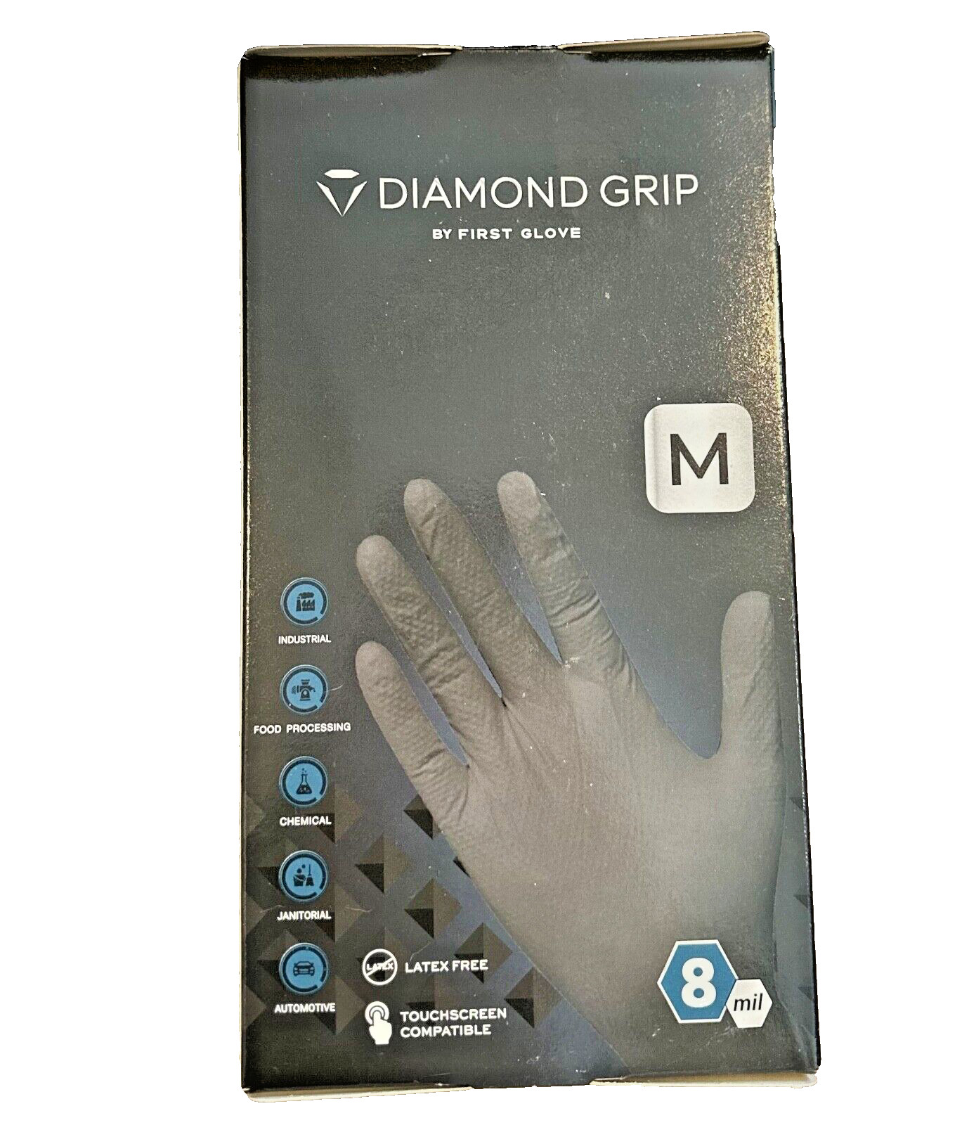 Diamond Grip 8MIL Nitrile Gloves – Black, SIZE: SMALL (Pack of 100)