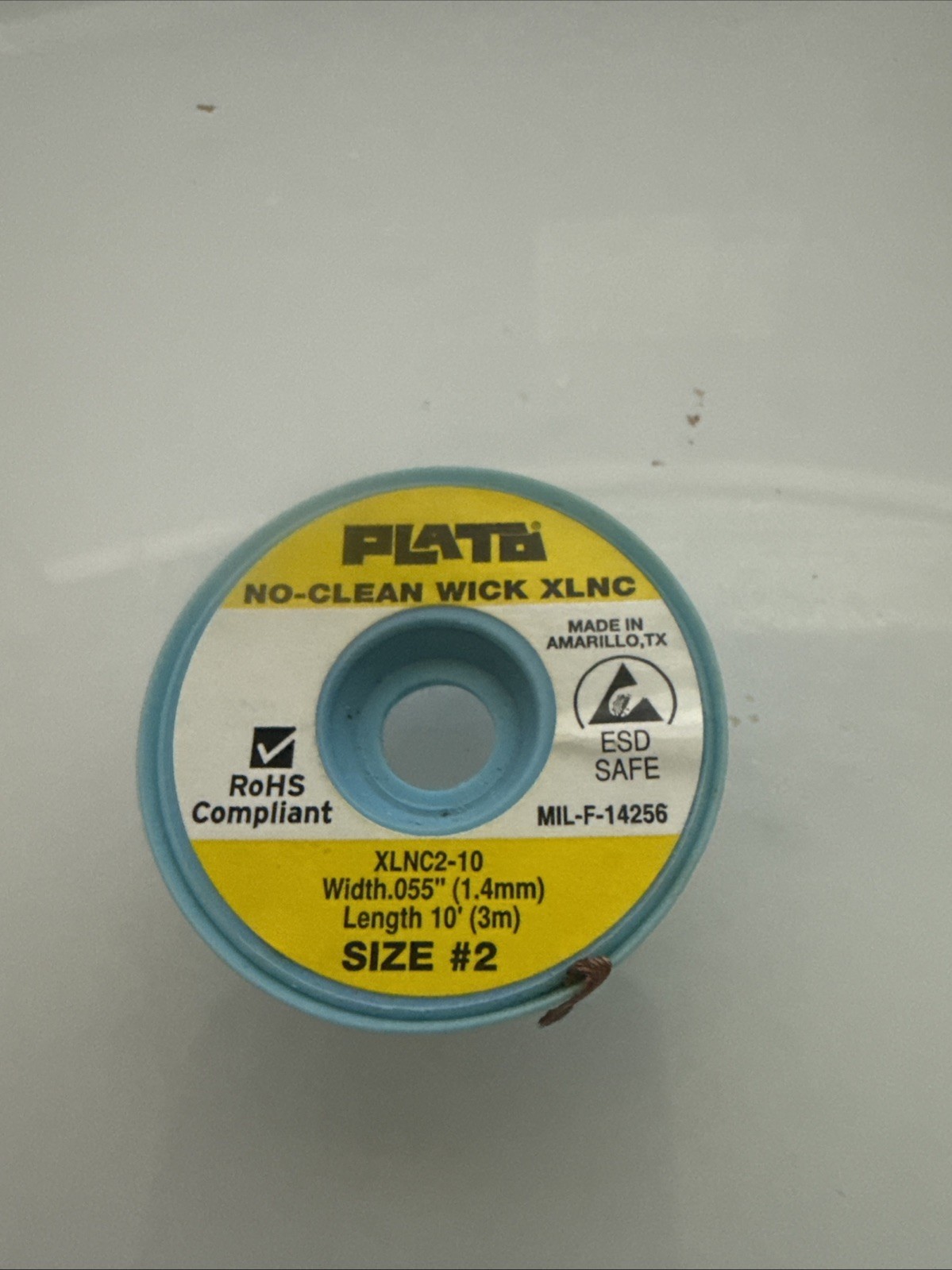 Plato No-Clean Desoldering Braid #2 MIL-F-14256 Width 1.4mm Length 10′ (3m)