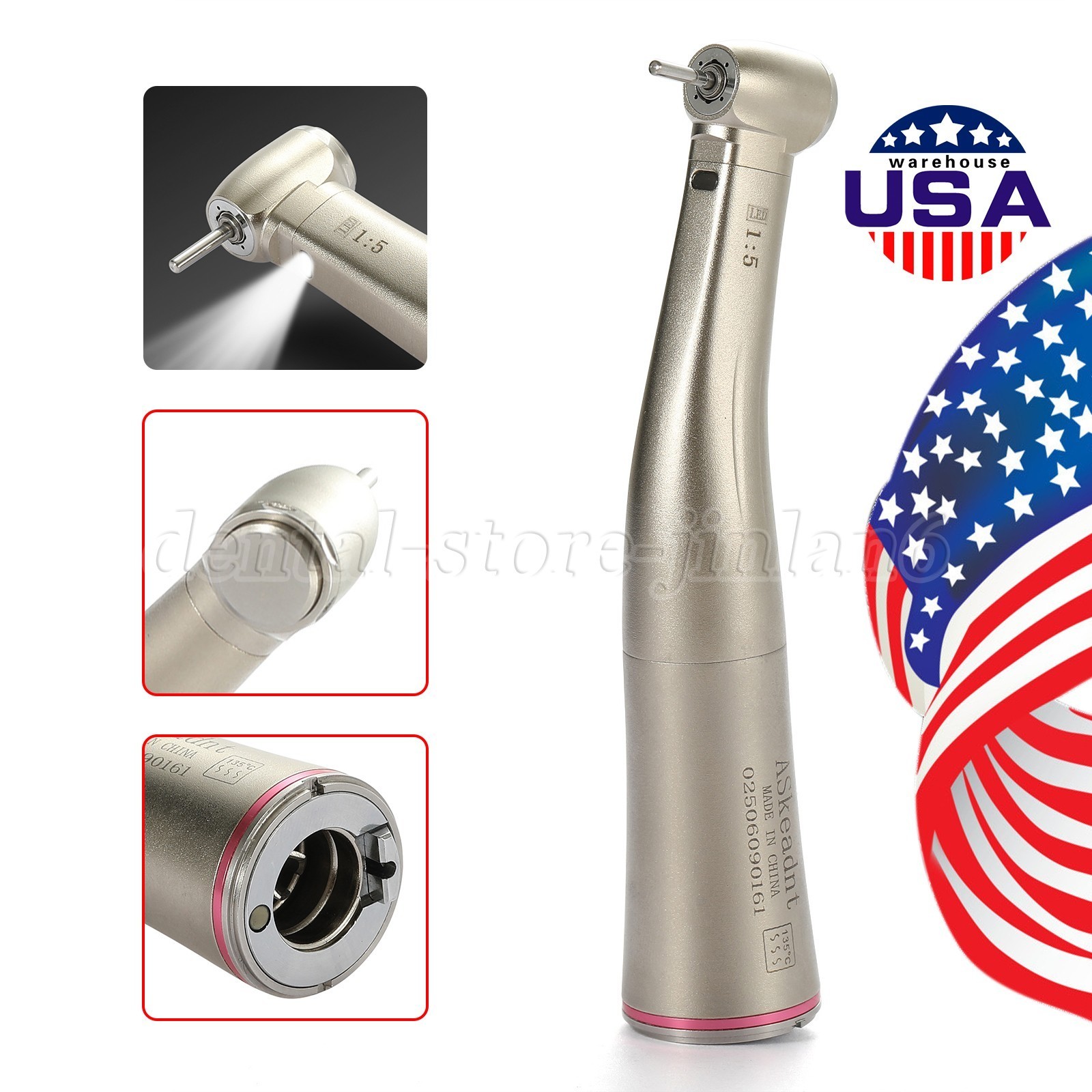 ASkeadnt Dental 1:5 Increasing Contra Angle Handpiece Fit E-type Motor