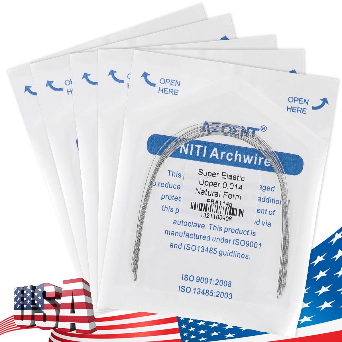 10PCS AZDENT Dental Orthodontic Super Elastic Niti Round Arch Wire Nature Form