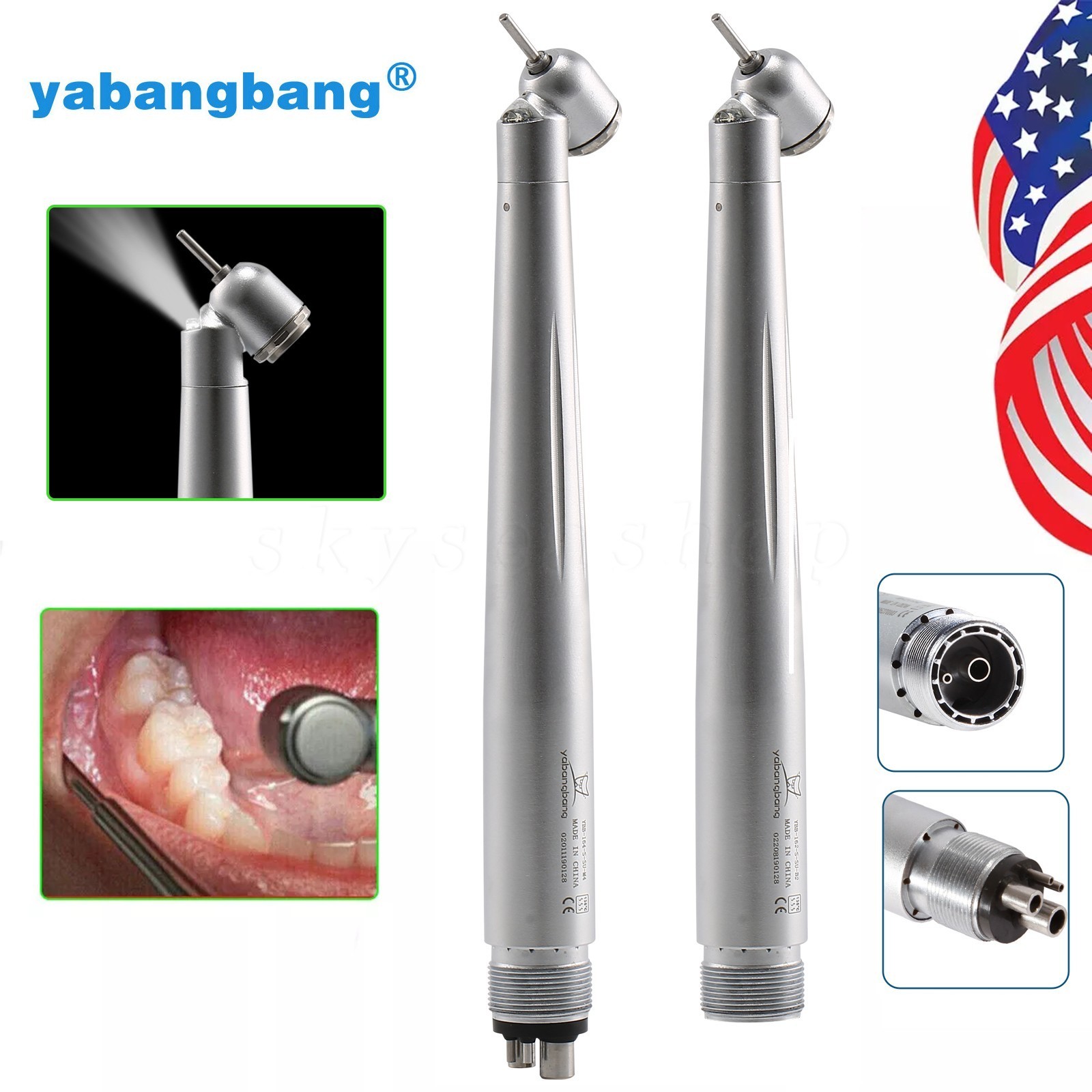 Dental 45° LED E-generator High Speed Handpiece / 1:4.2 Increasing Contra Angle