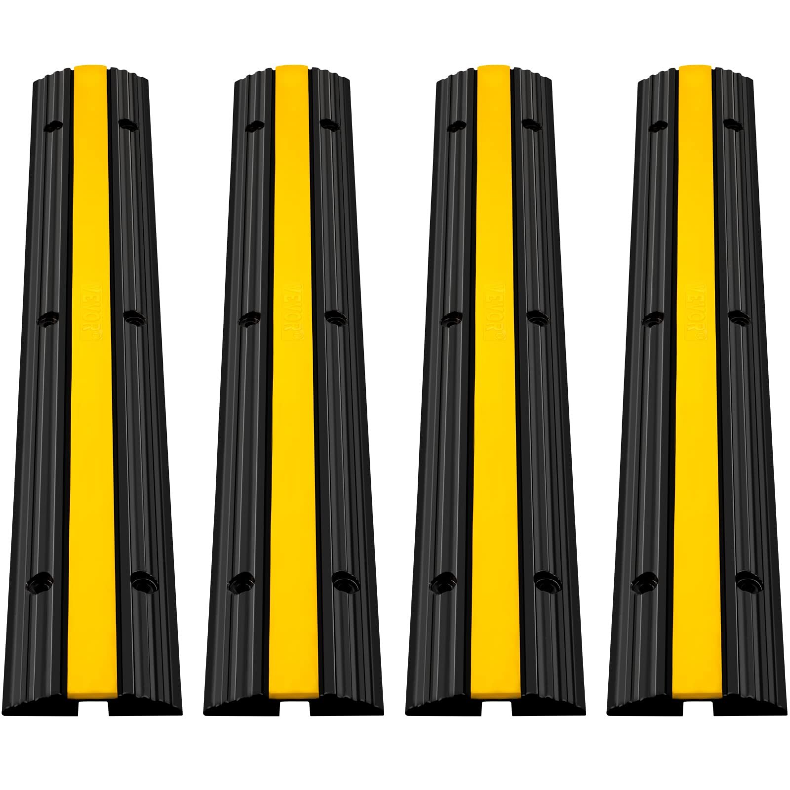 VEVOR 4 Pcs Speed Bumps 1 Channel Wire Hose 22000lbs Cable Protector Ramp