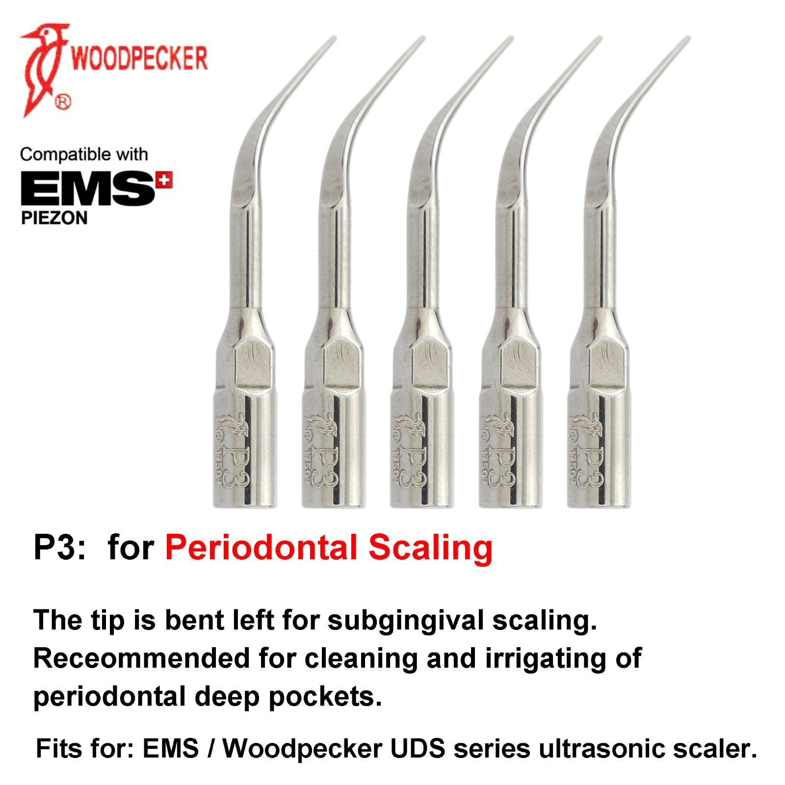 Woodpecker DTE Scaler Tip Endo Periodontal G1 P3 GD4 ED1T fit Acteon Satelec EMS
