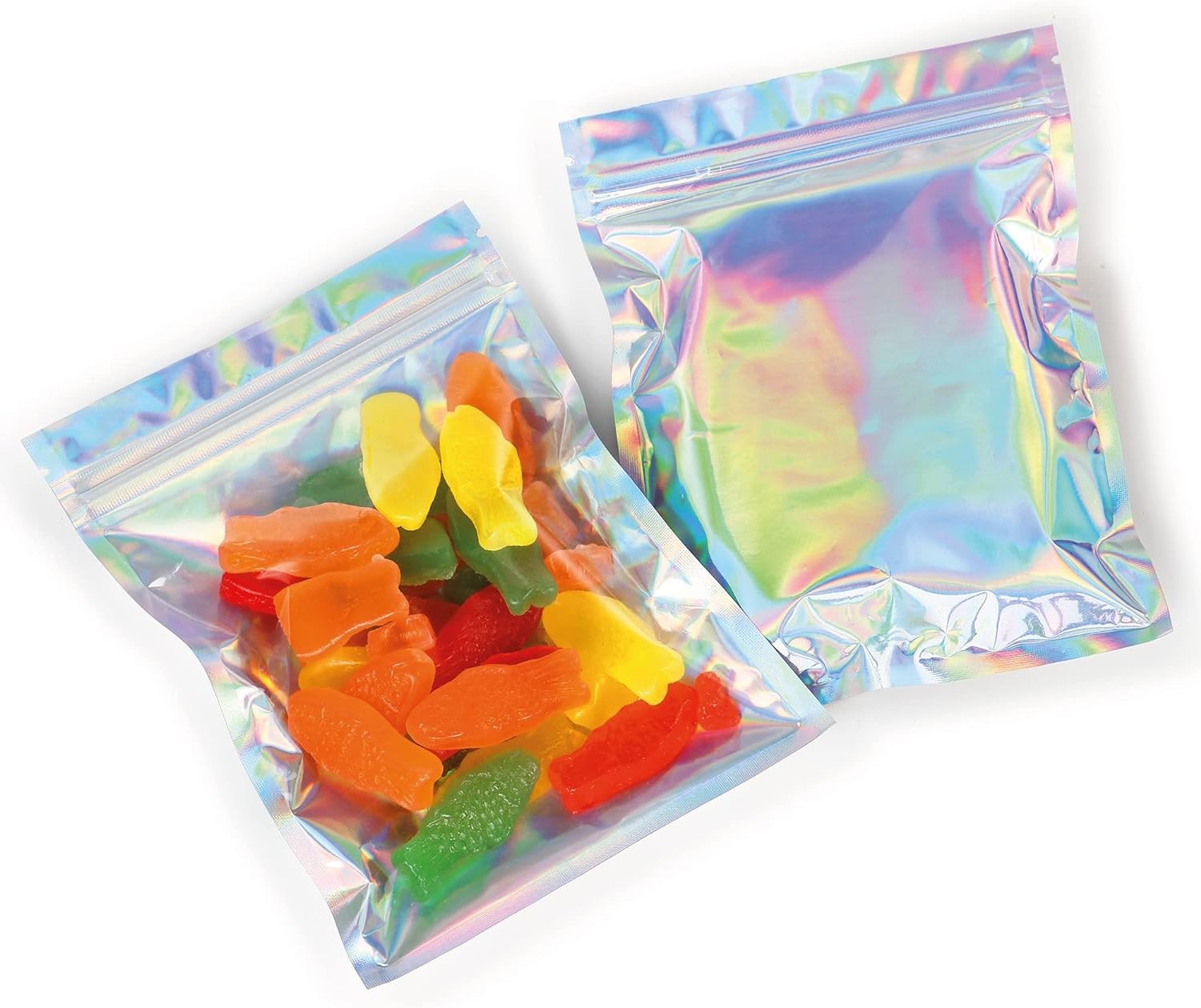 Holographic Mylar Bags Smell Proof Food Storage Resealable Ziplock Foil Pouch