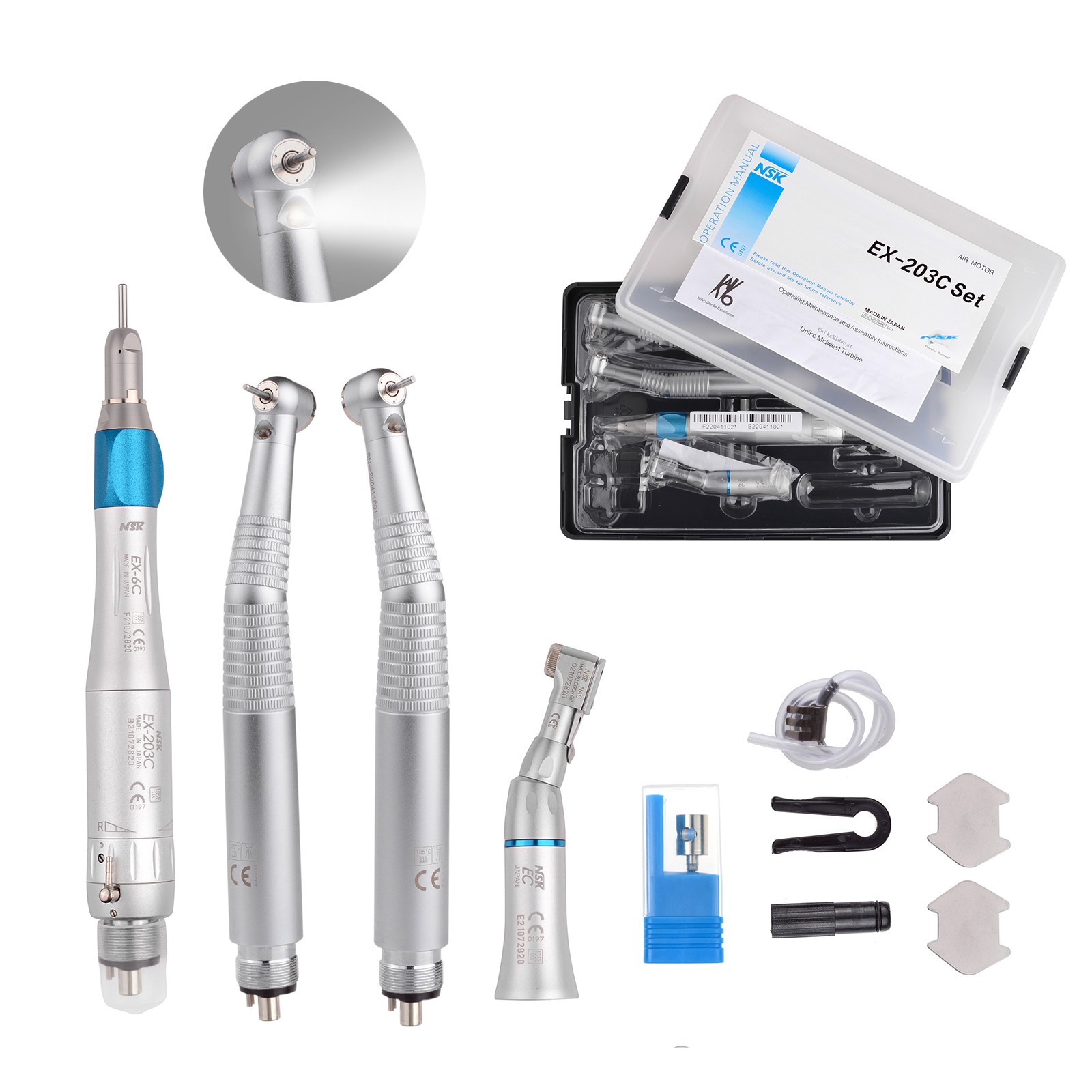 KAVO Type Dental PANA-MAX LED High Speed Handpiece+Low Speed EX203C+A Bearing 4H
