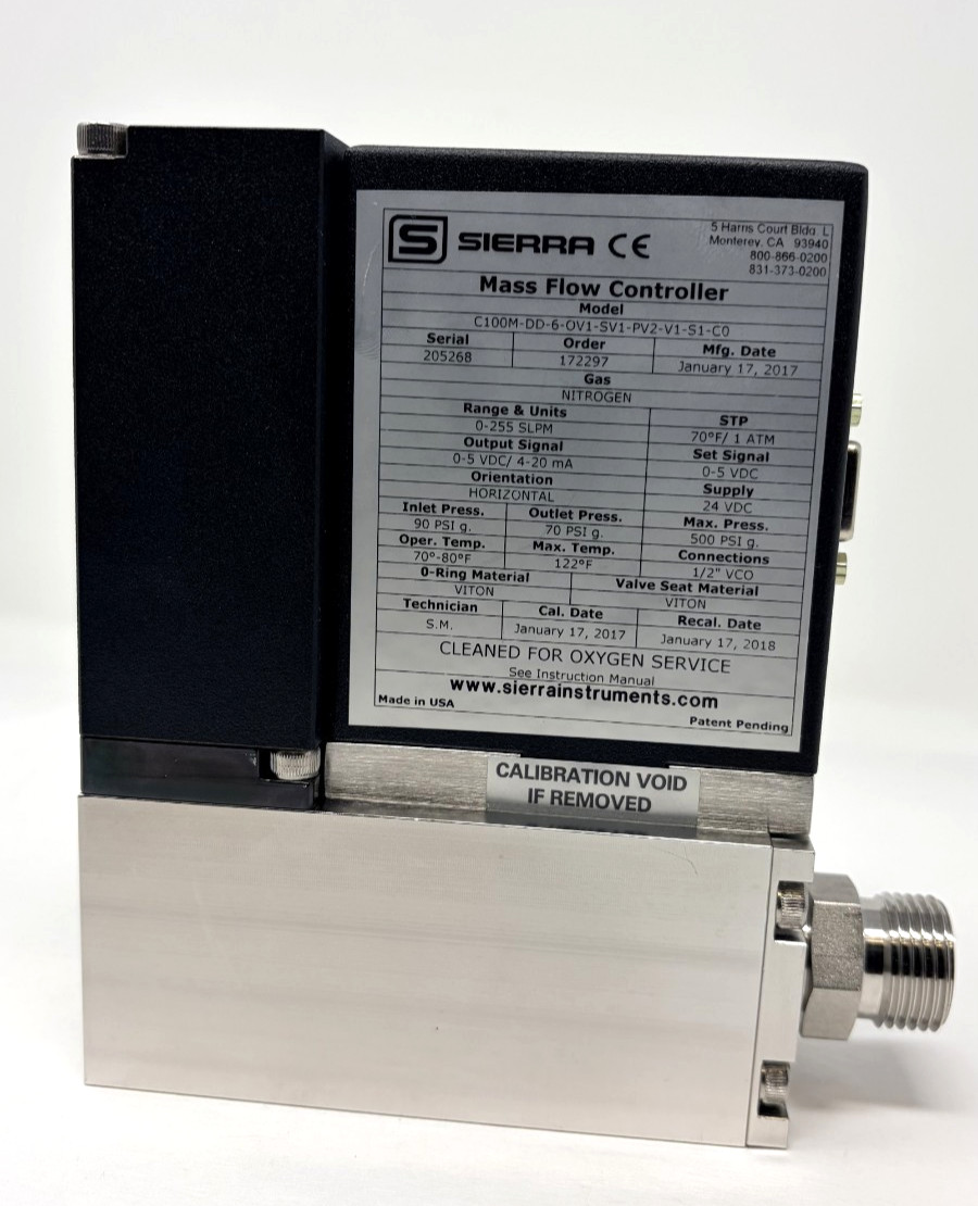 Sierra SmartTrak100 Mass Flow Controller Model C100M-DD-6-OV1-SV1-PV2-V1-S1-C0