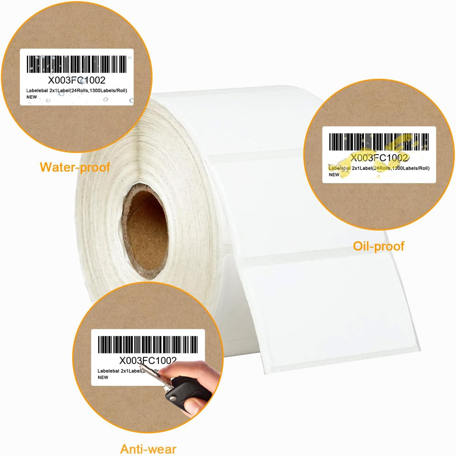 2″ x 1″ Direct Thermal Labels Barcode Adhesive Sticker for Rollo&Zebra 1300/Roll