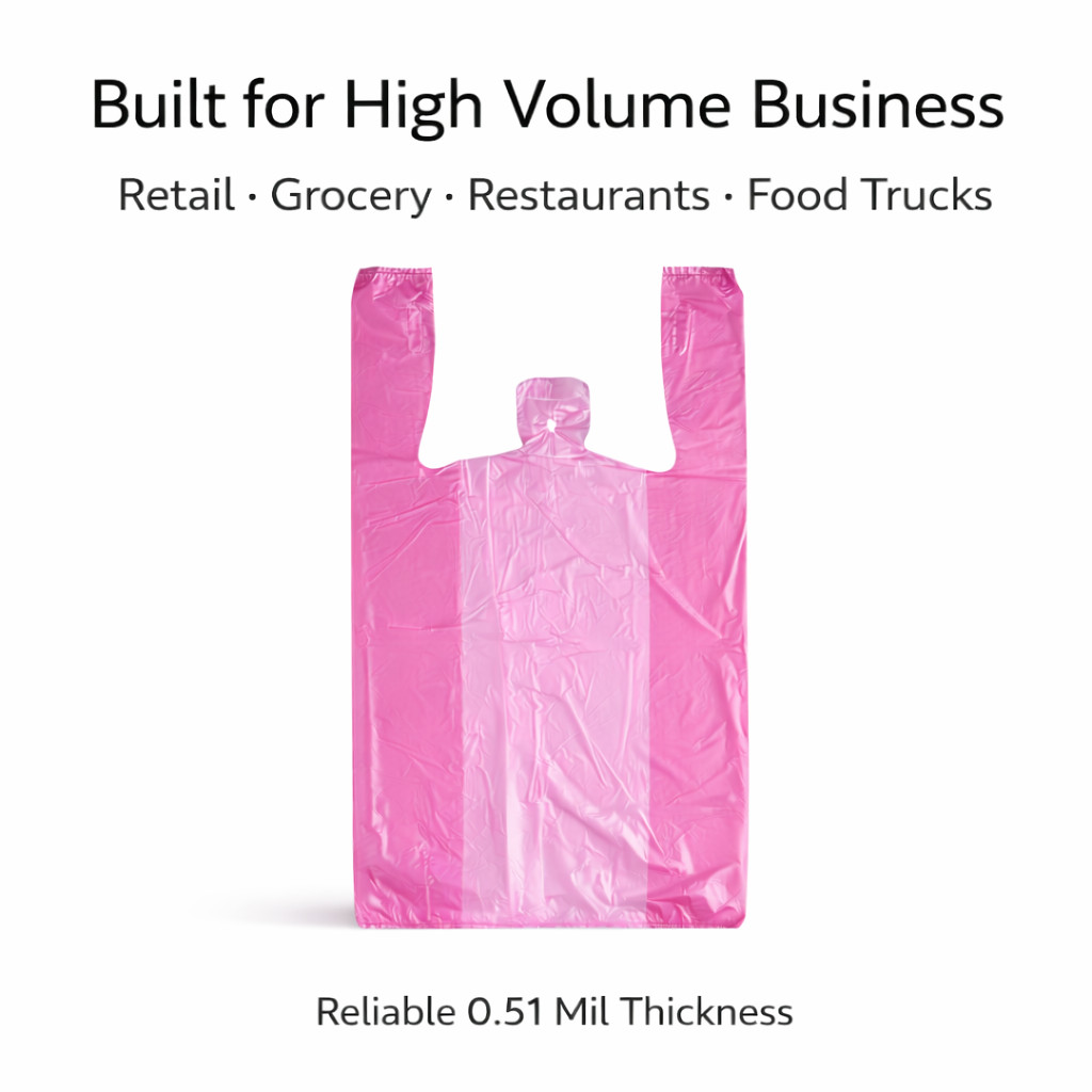 Purple T-Shirt Carryout Bags 1/6 Large 21×6.5×11.5 Plastic Grocery Shopping