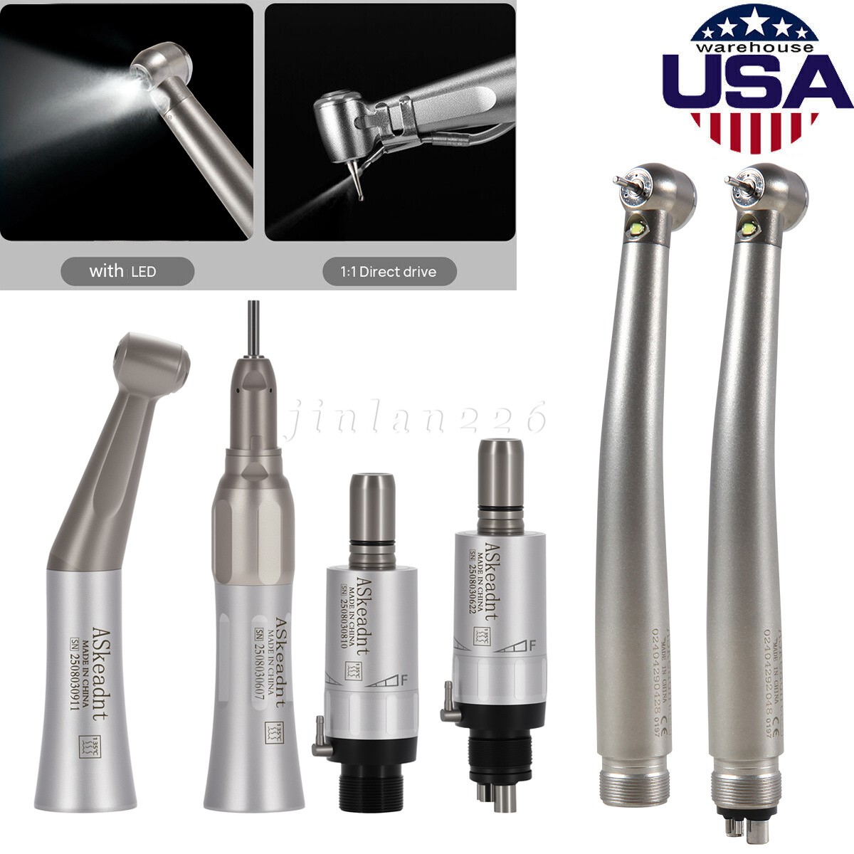 NSK Style Dental Pana Max LED High Low Speed Handpiece Air Turbine kit 2/4 Hole