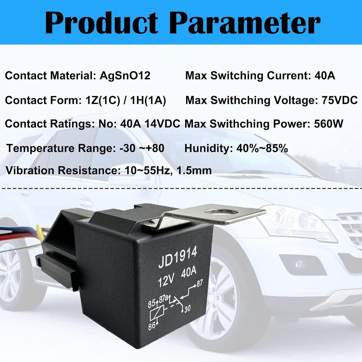 6* 5Pin Car Automotive SPDT Relay Switch Harness Socket Waterproof 40A 12V DC