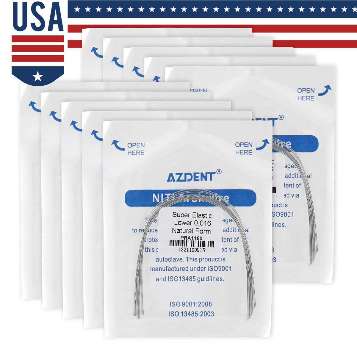 AZDENT Dental Orthodontic Super Elastic Niti Round Arch Wire Nature Form 012-020