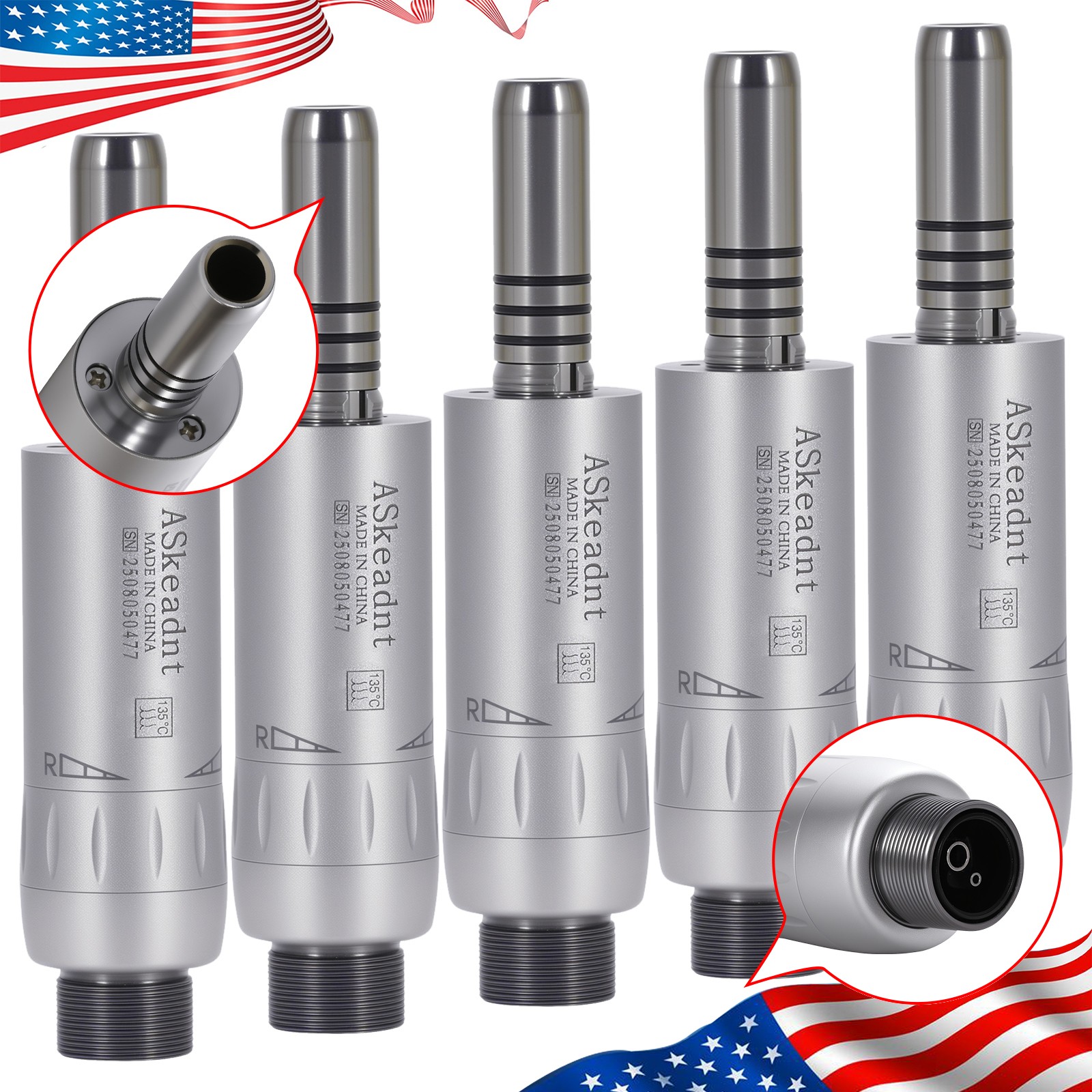 1-10 ASK Dental Slow Low Speed Air Motor Handpiece Internal Water Spray 2 Hole